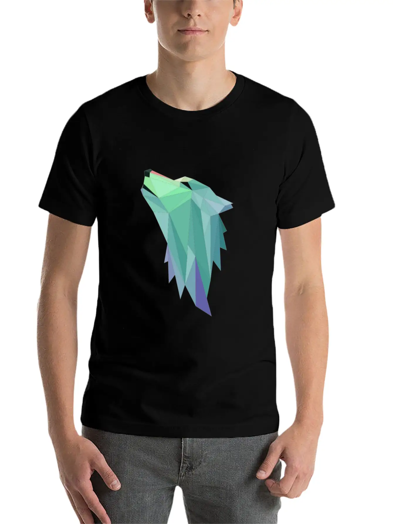 Wolf Geometric Blue Stylish Everyday T-Shirt – Unisex Basic Cotton Tee