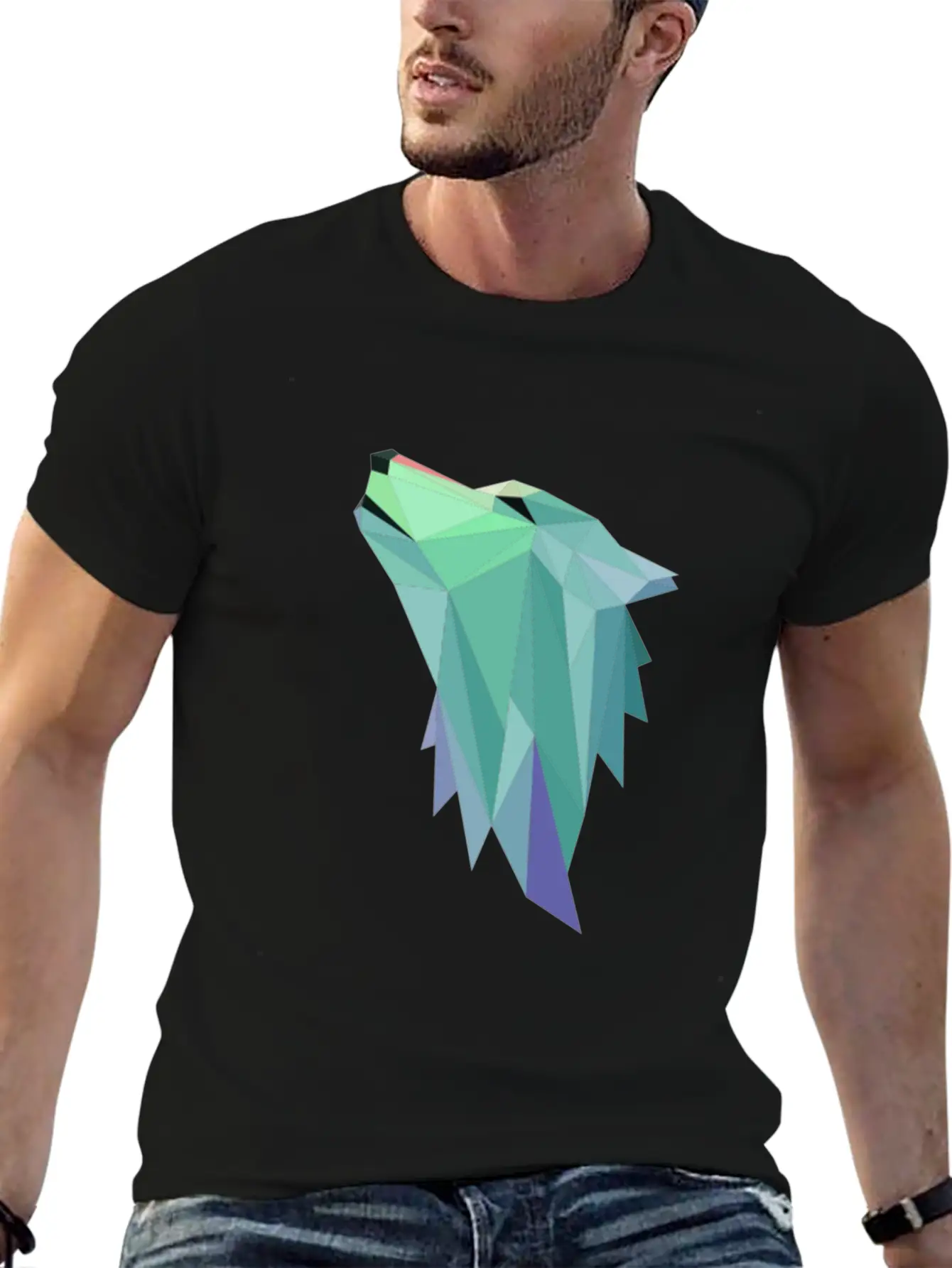 Wolf Geometric Blue Stylish Everyday T-Shirt – Unisex Basic Cotton Tee