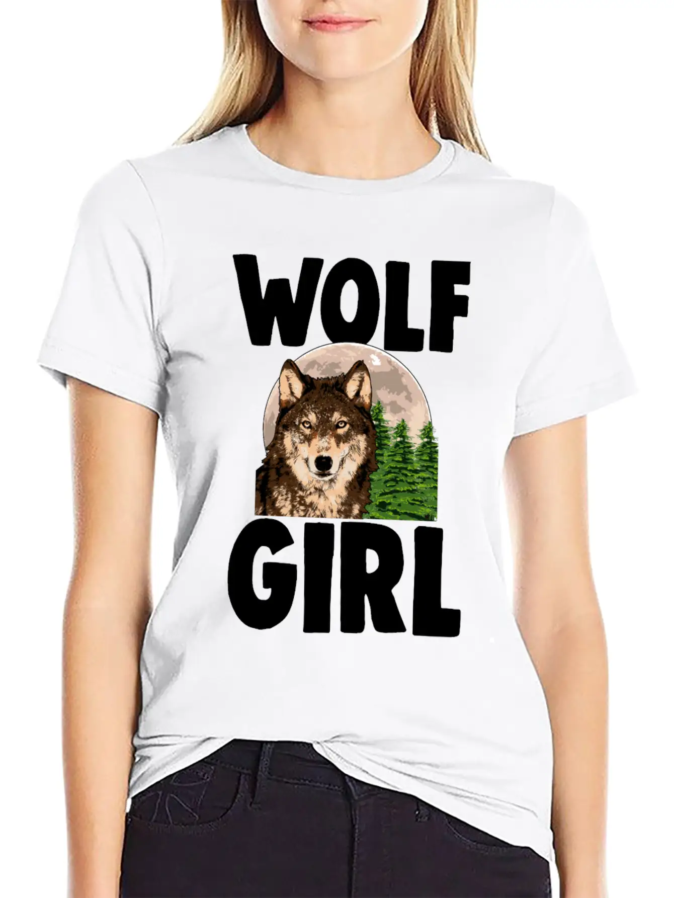 Wolf Girl Comfortable Minimalist Graphic Tee – Summer Style Essential