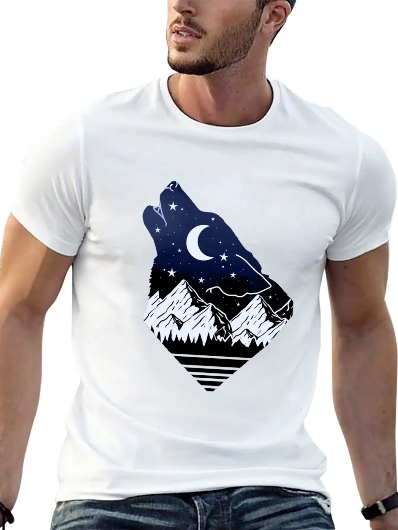 Wolf Howling At Moon Timeless Short Sleeve Tee – Comfy And Minimalist Design