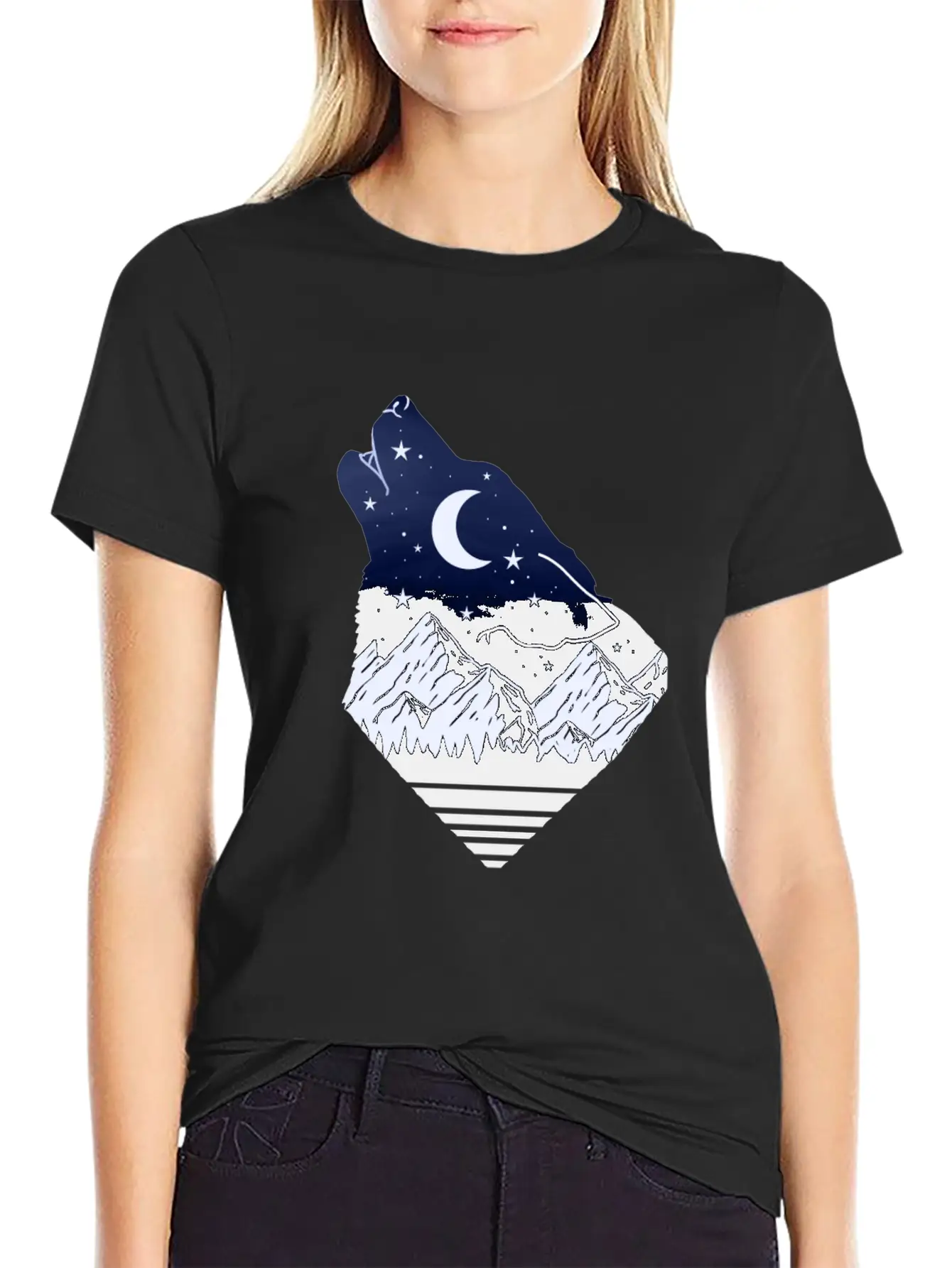Wolf Howling At Moon Timeless Short Sleeve Tee – Comfy And Minimalist Design
