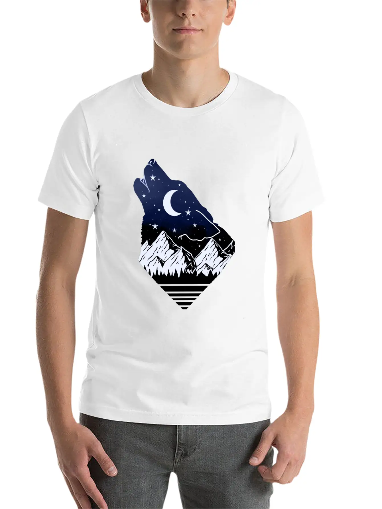 Wolf Howling At Moon Timeless Short Sleeve Tee – Comfy And Minimalist Design