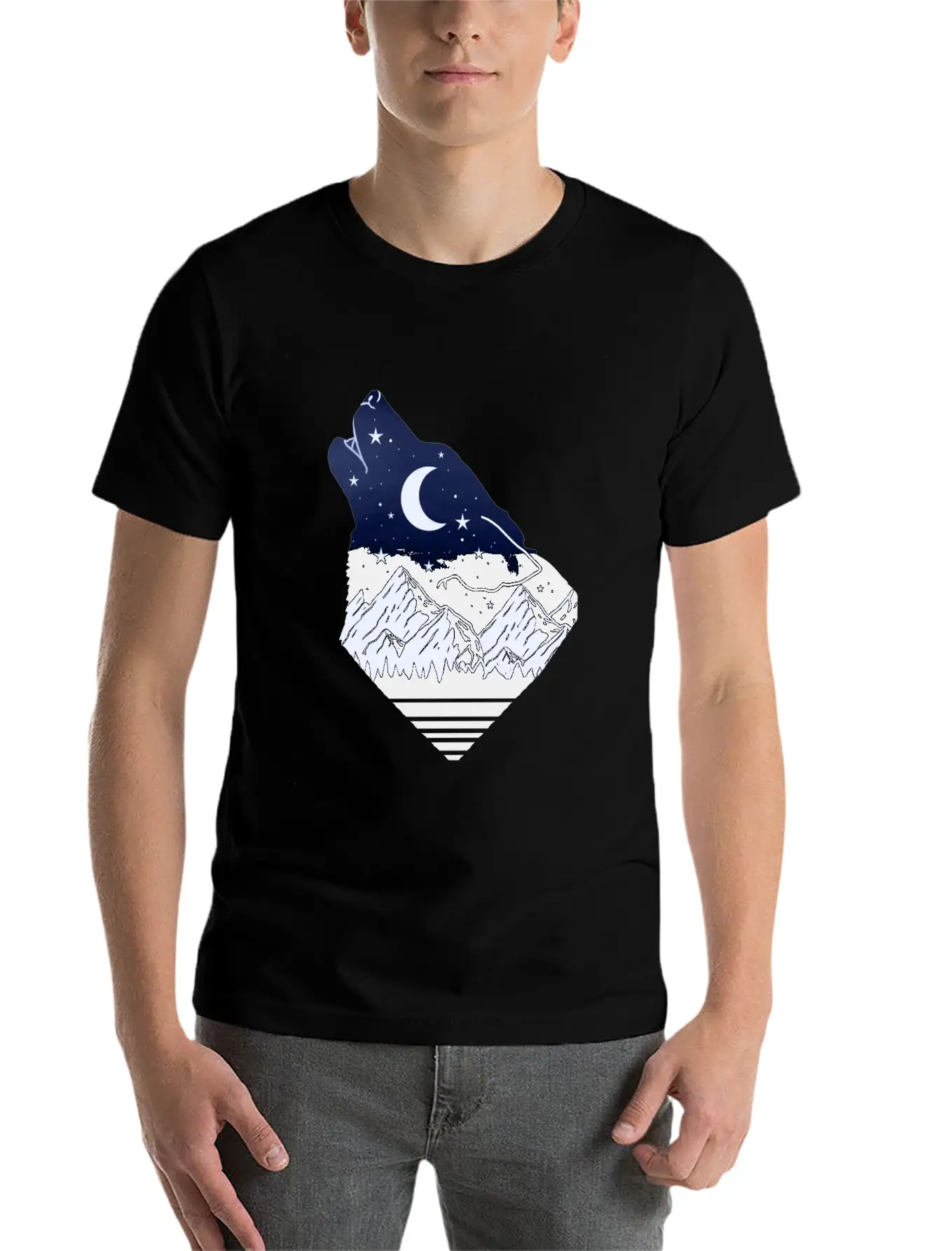 Wolf Howling At Moon Timeless Short Sleeve Tee – Comfy And Minimalist Design