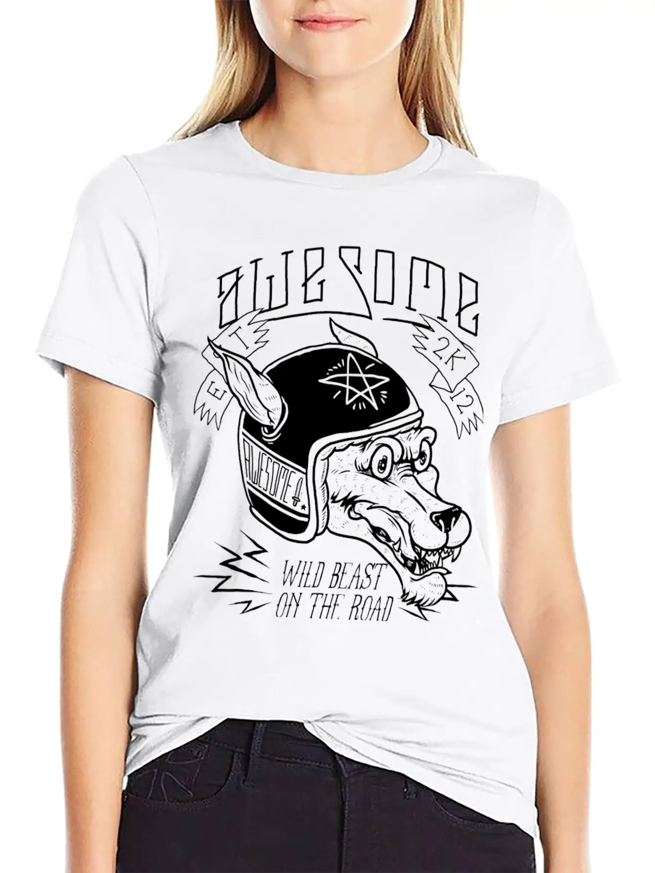 Wolf Racer Tees Unisex Short Sleeve Soft Cotton T-Shirt – Casual Everyday Wear
