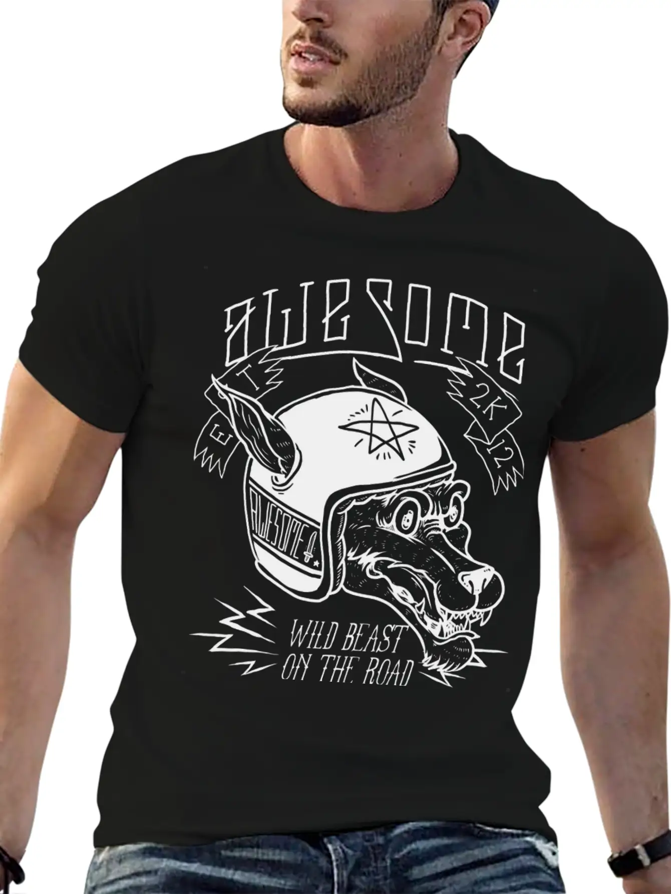 Wolf Racer Tees Unisex Short Sleeve Soft Cotton T-Shirt – Casual Everyday Wear