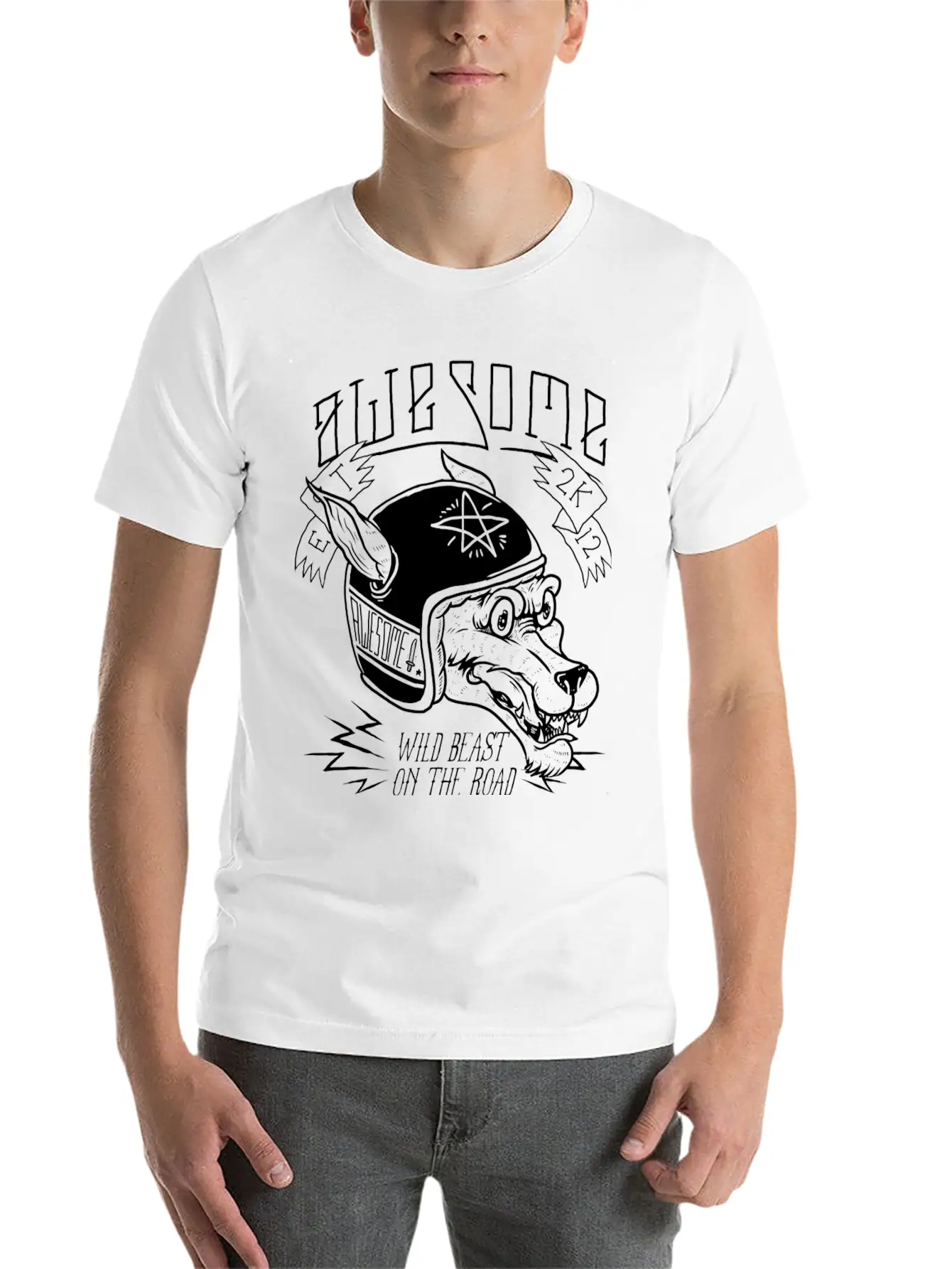 Wolf Racer Tees Unisex Short Sleeve Soft Cotton T-Shirt – Casual Everyday Wear