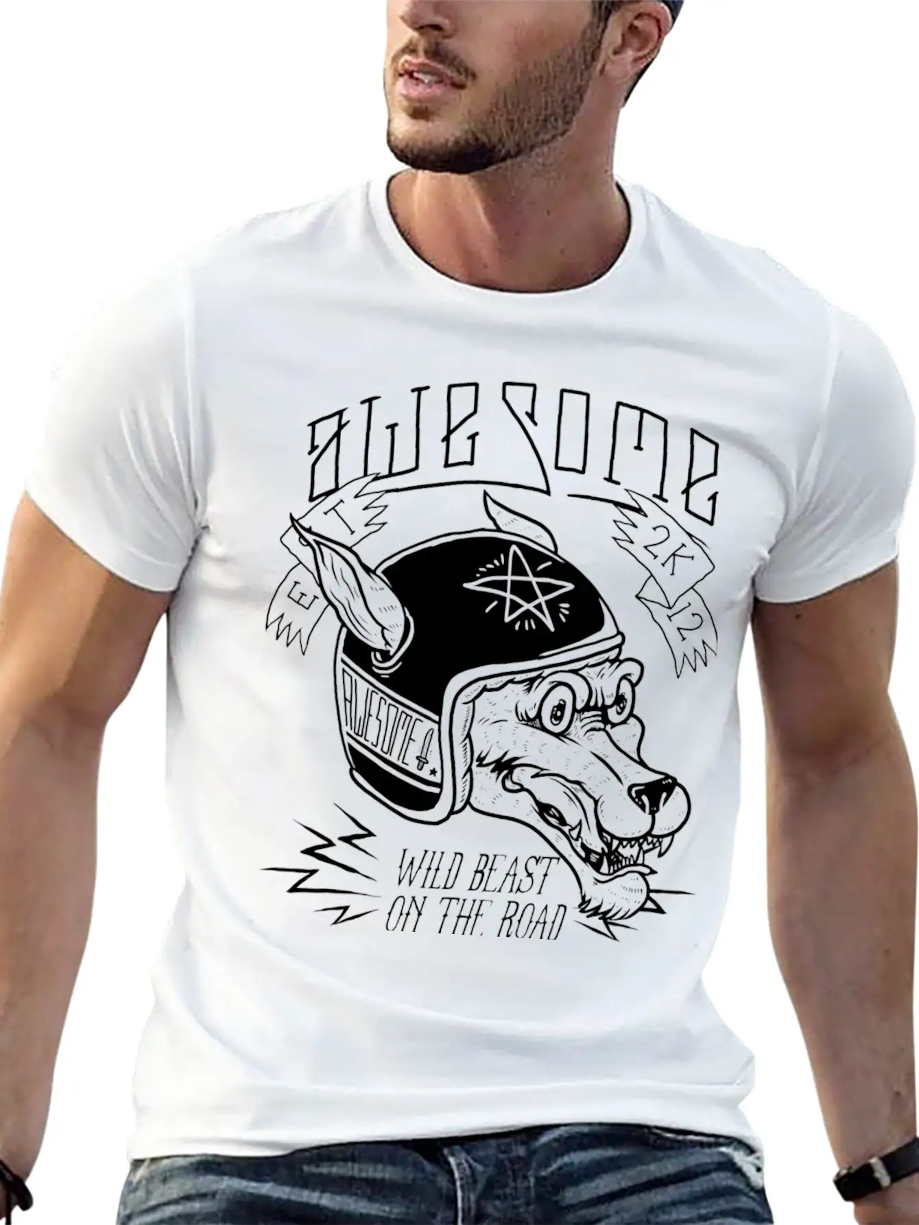 Wolf Racer Tees Unisex Short Sleeve Soft Cotton T-Shirt – Casual Everyday Wear