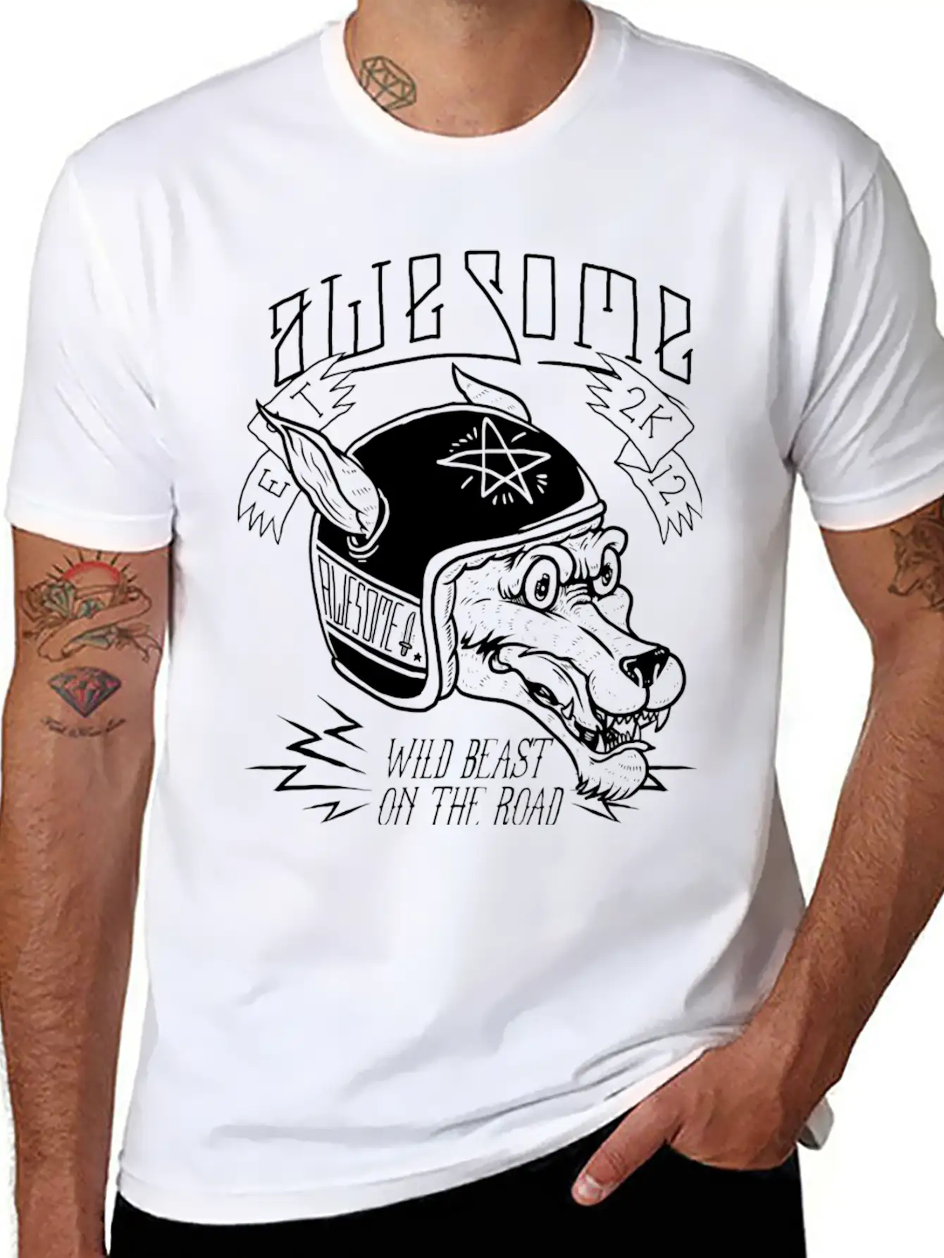 Wolf Racer Tees Unisex Short Sleeve Soft Cotton T-Shirt – Casual Everyday Wear