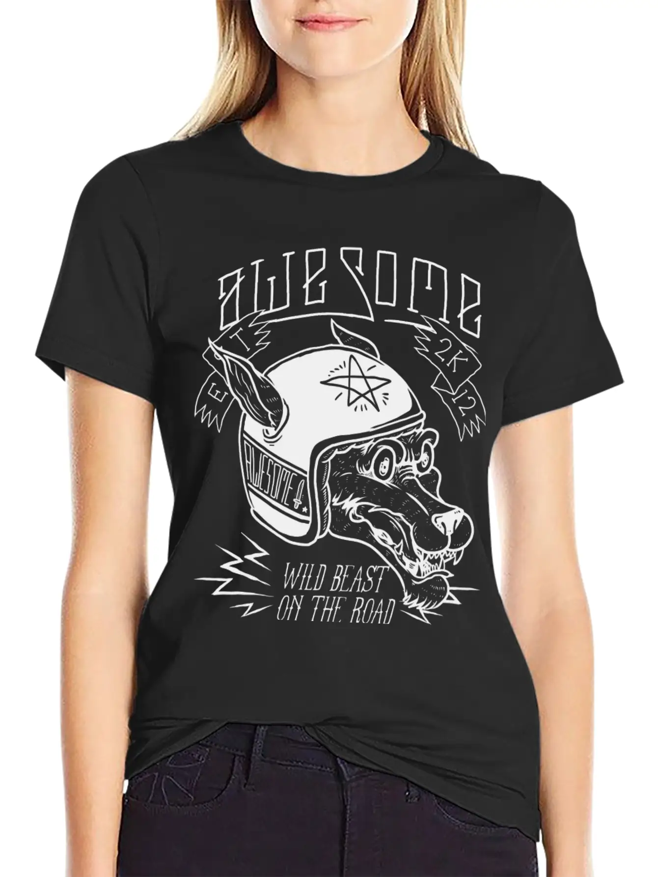 Wolf Racer Tees Unisex Short Sleeve Soft Cotton T-Shirt – Casual Everyday Wear