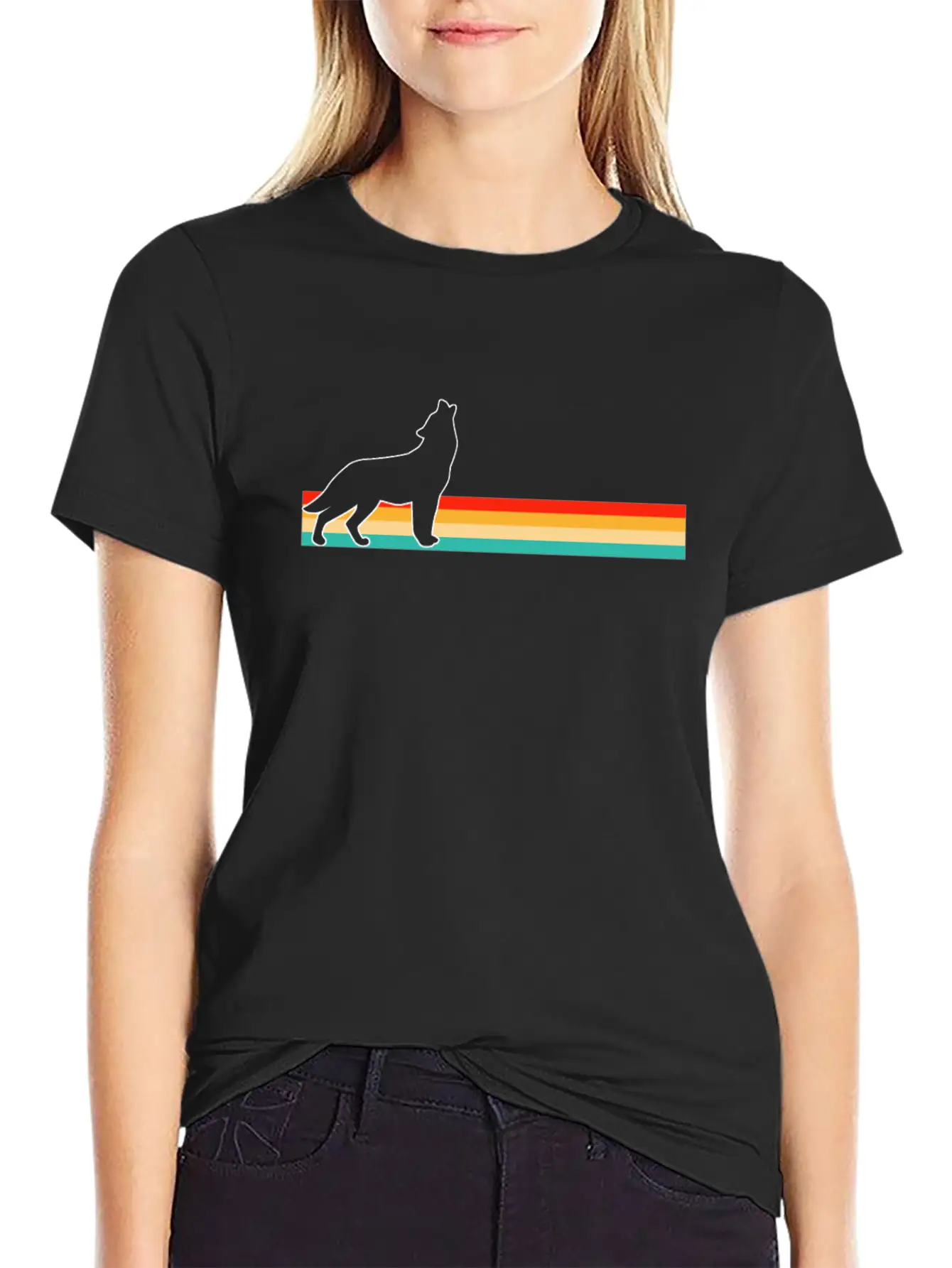 Wolf Retro Stylish Everyday T-Shirt – Unisex Basic Cotton Tee