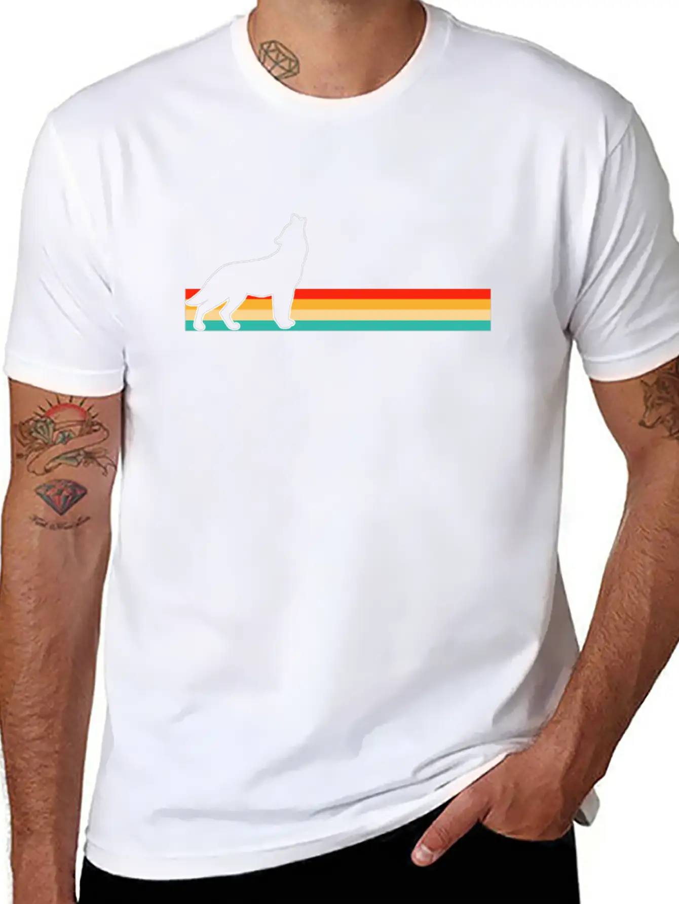 Wolf Retro Stylish Everyday T-Shirt – Unisex Basic Cotton Tee