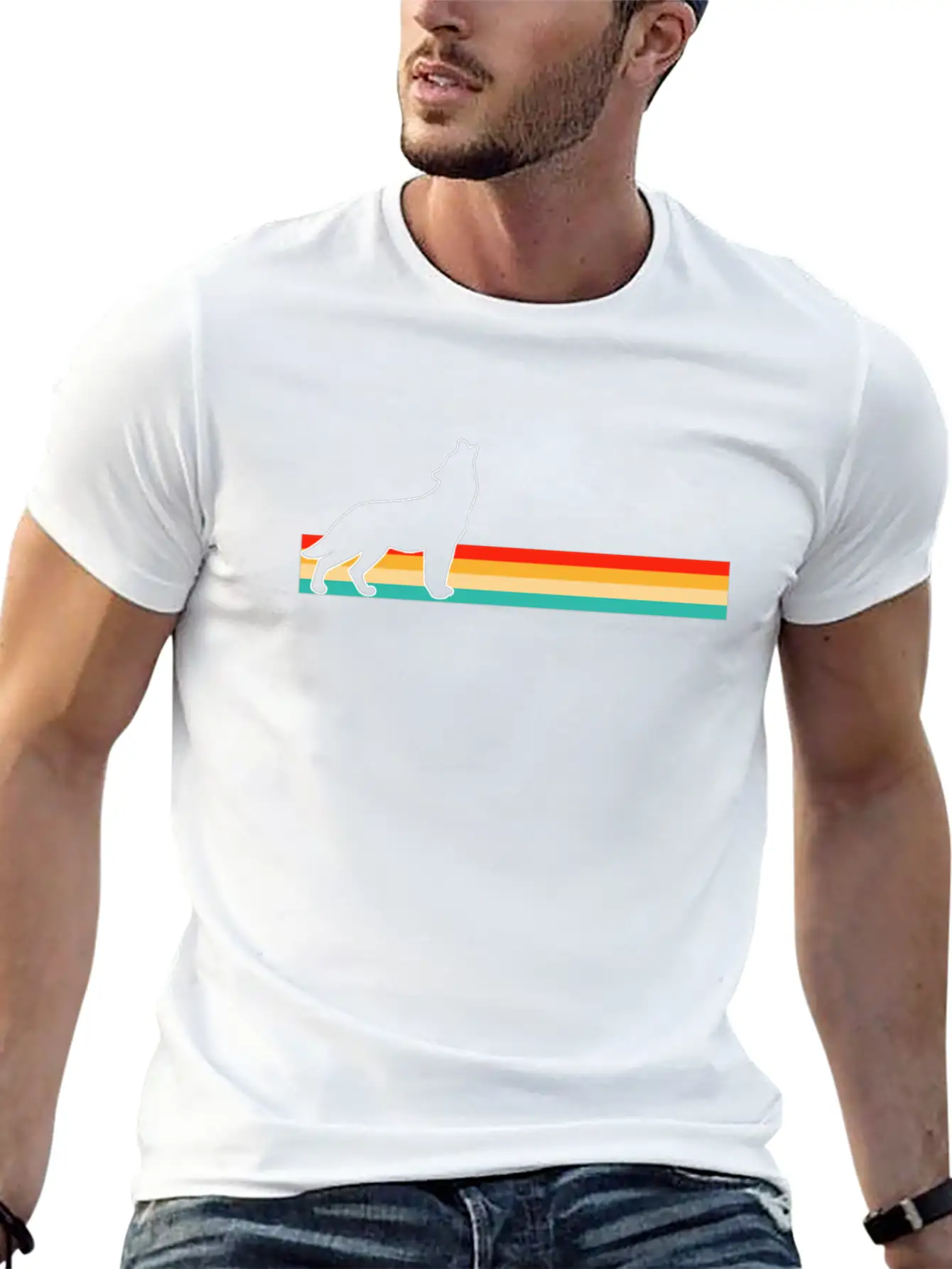Wolf Retro Stylish Everyday T-Shirt – Unisex Basic Cotton Tee