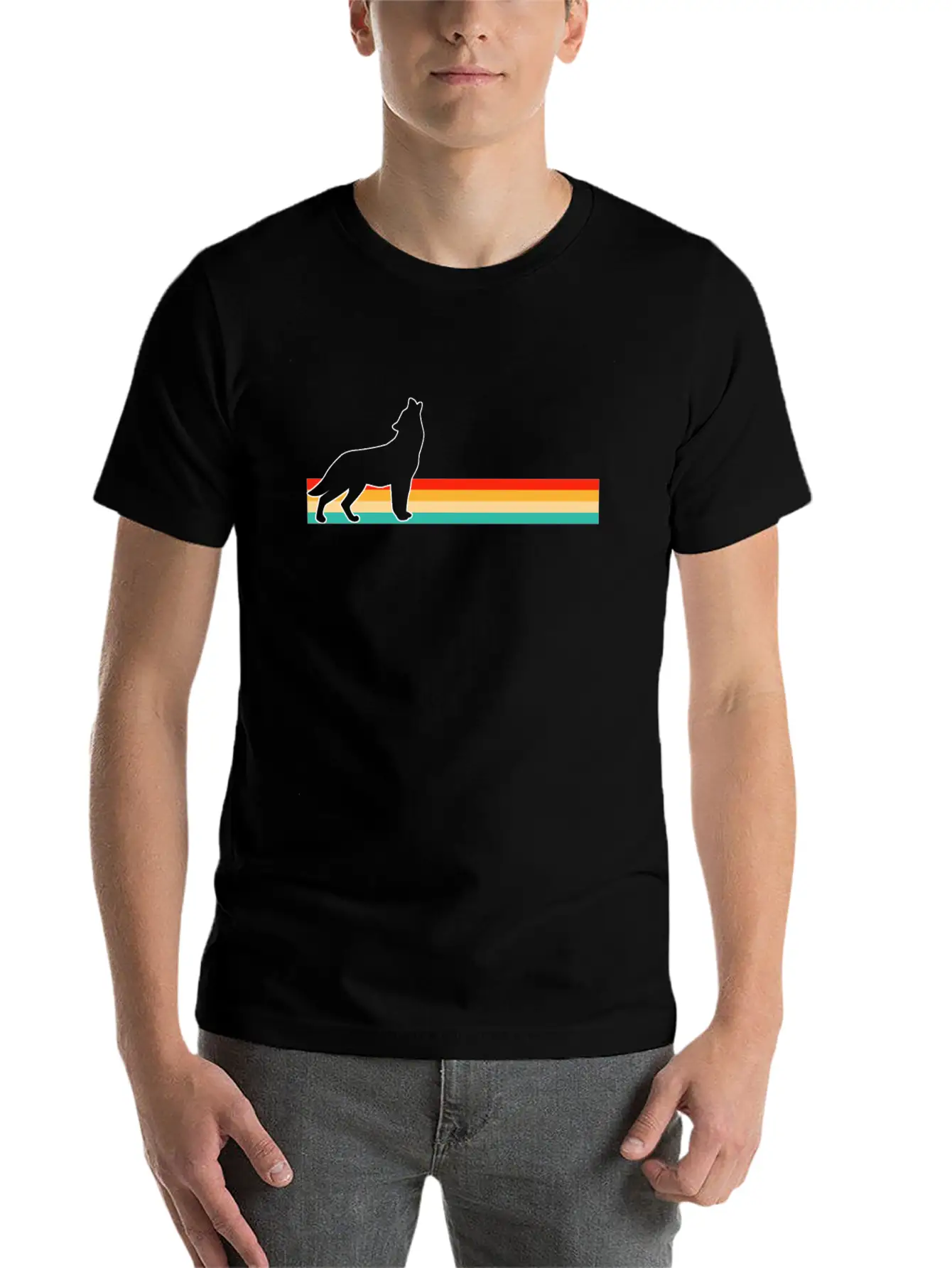 Wolf Retro Stylish Everyday T-Shirt – Unisex Basic Cotton Tee
