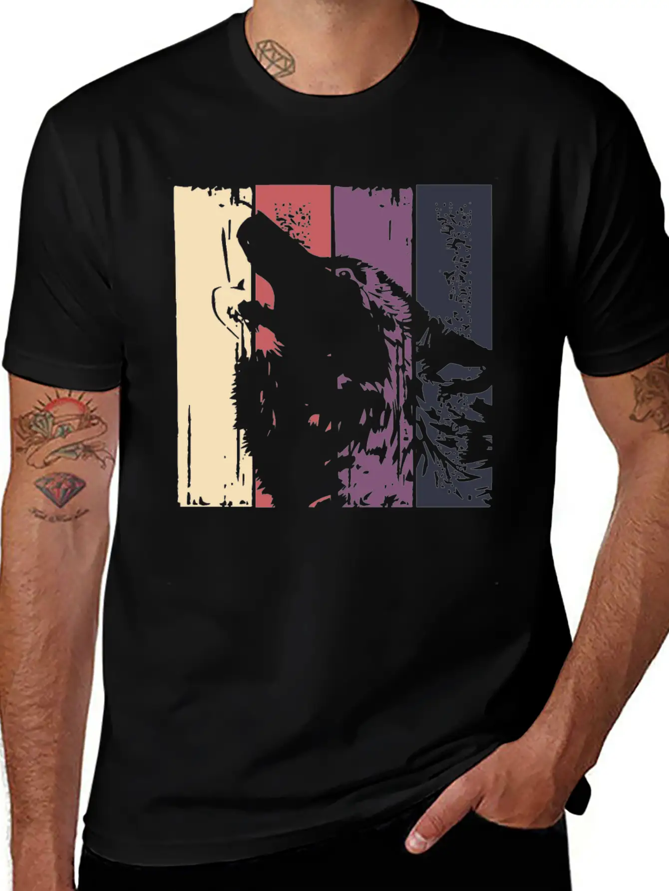 Wolf Vintage | Howl Howling Wolves Predator Pack Basic Graphic T-Shirt – Daily Comfort In Soft Cotton