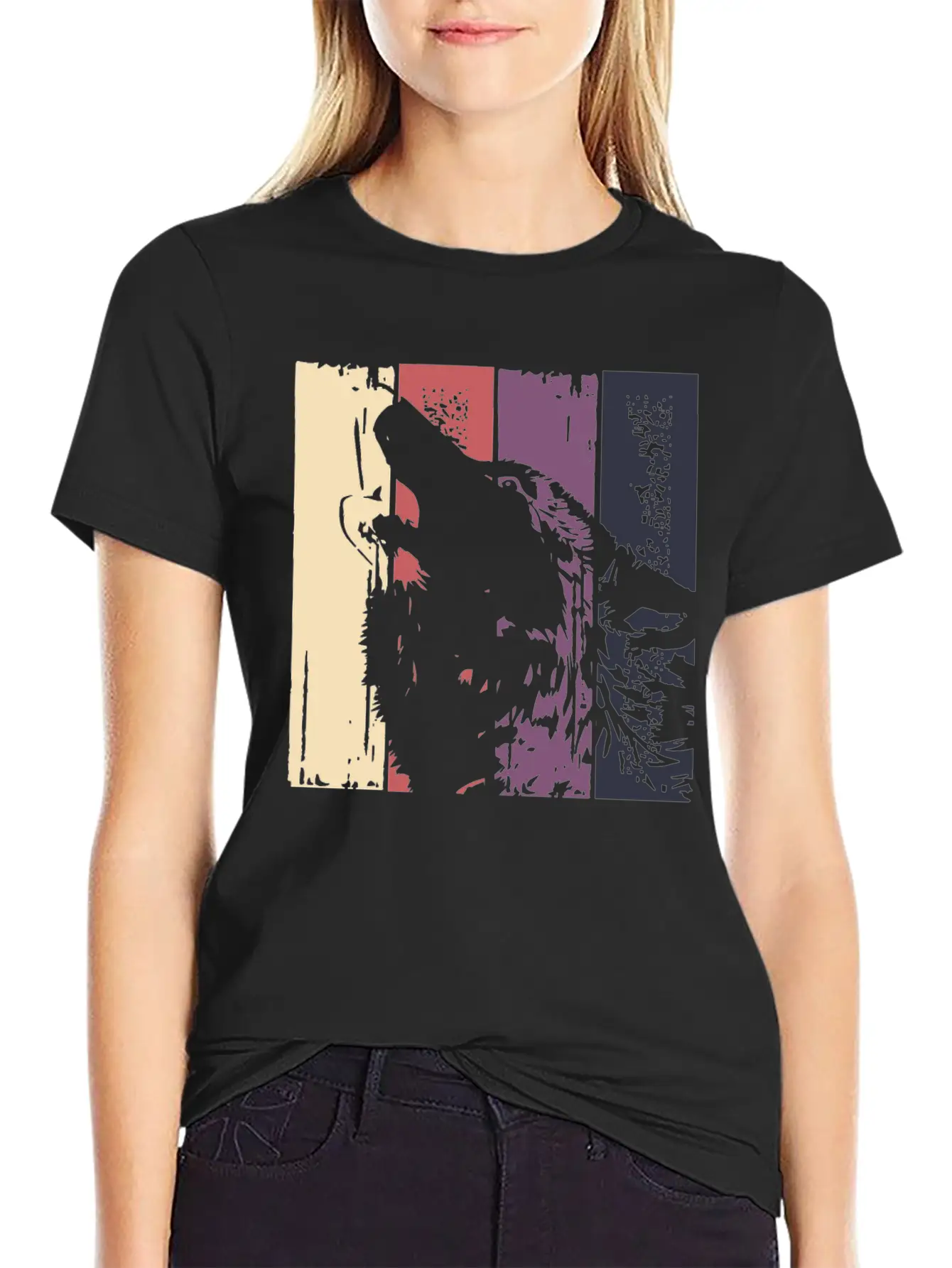 Wolf Vintage | Howl Howling Wolves Predator Pack Basic Graphic T-Shirt – Daily Comfort In Soft Cotton