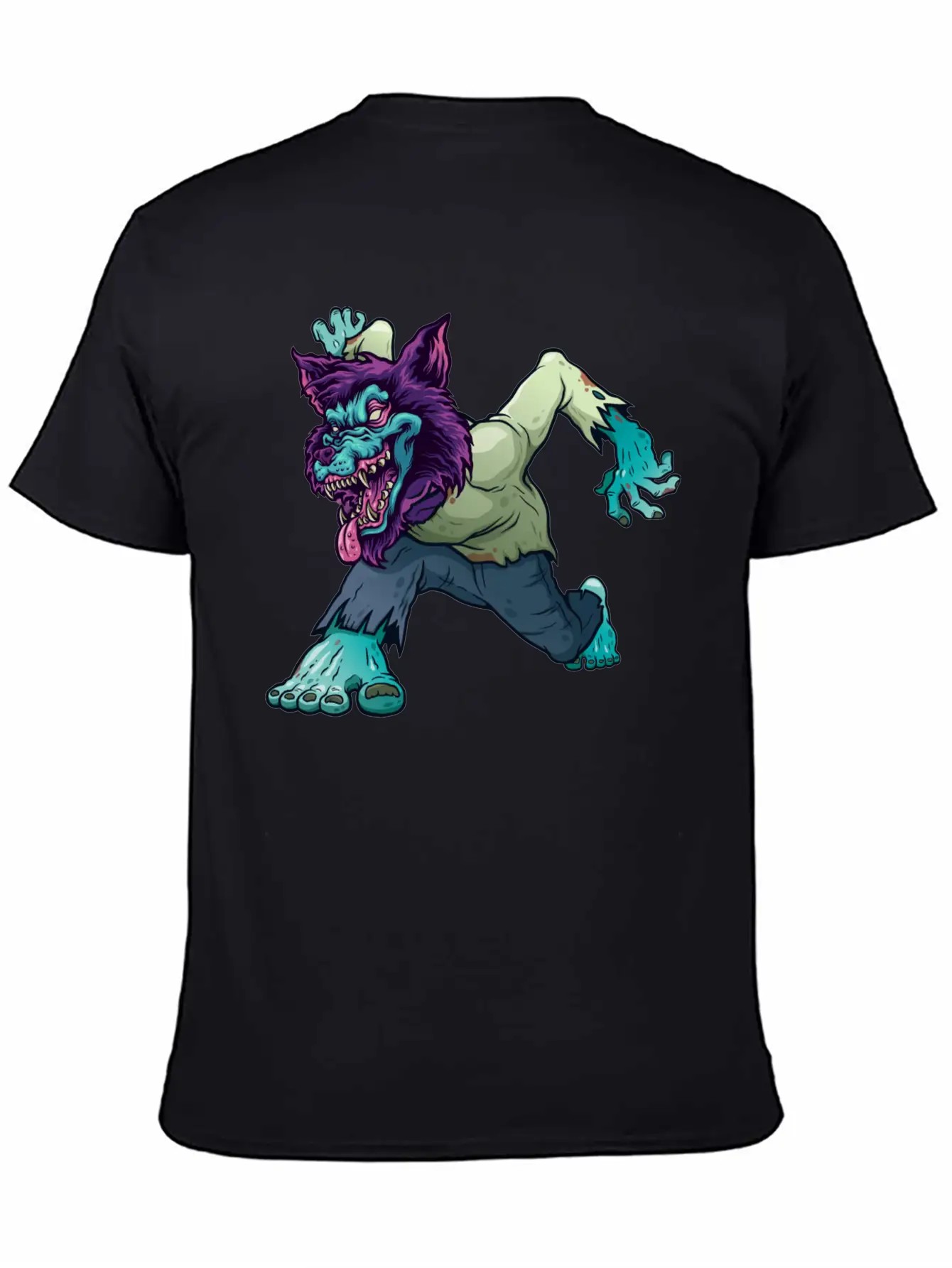 Wolf Zombie Werewolf Wild Creature Purple Monster Unisex Short Sleeve Soft Cotton T-Shirt – Casual Everyday Wear