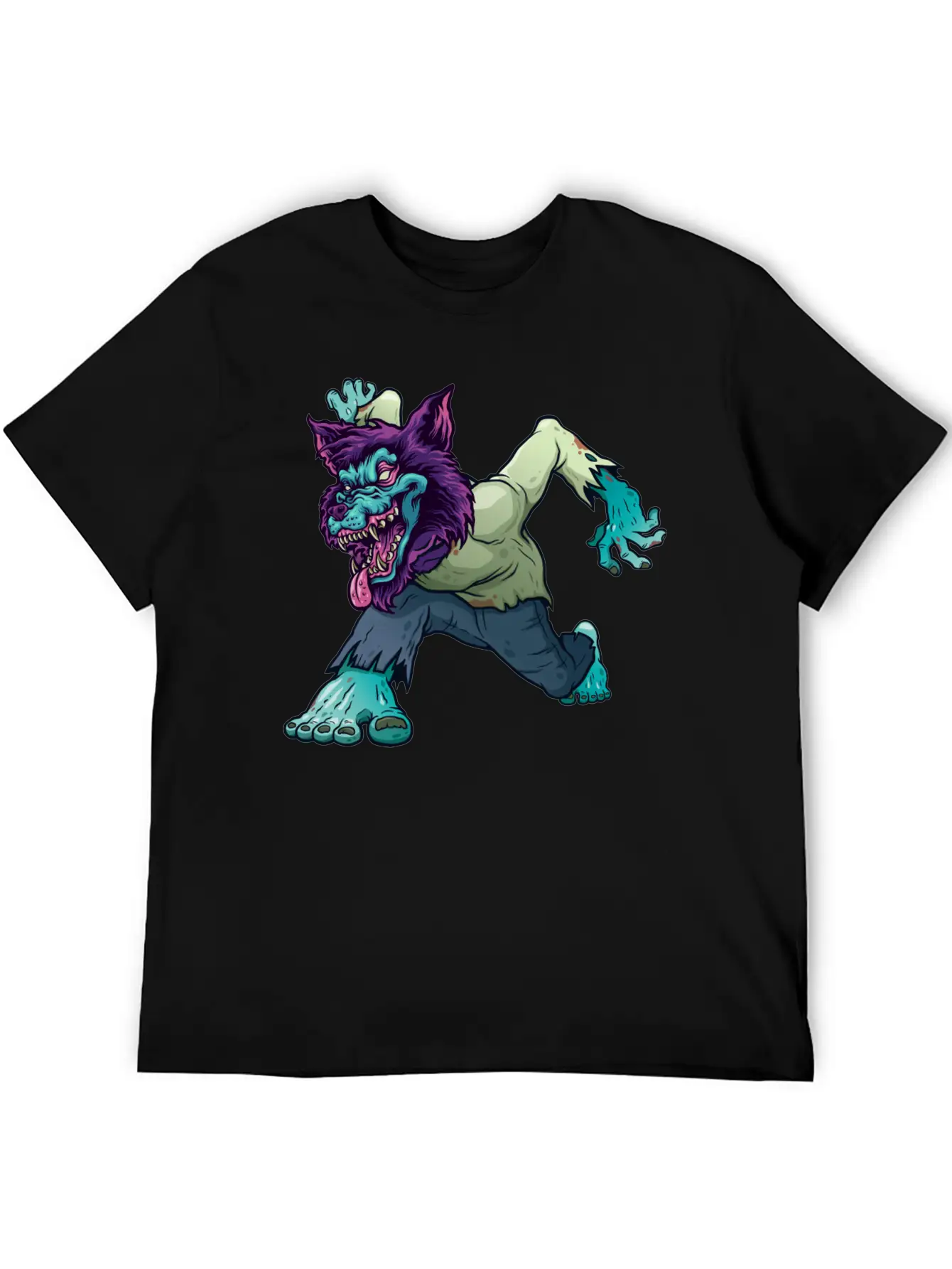 Wolf Zombie Werewolf Wild Creature Purple Monster Unisex Short Sleeve Soft Cotton T-Shirt – Casual Everyday Wear