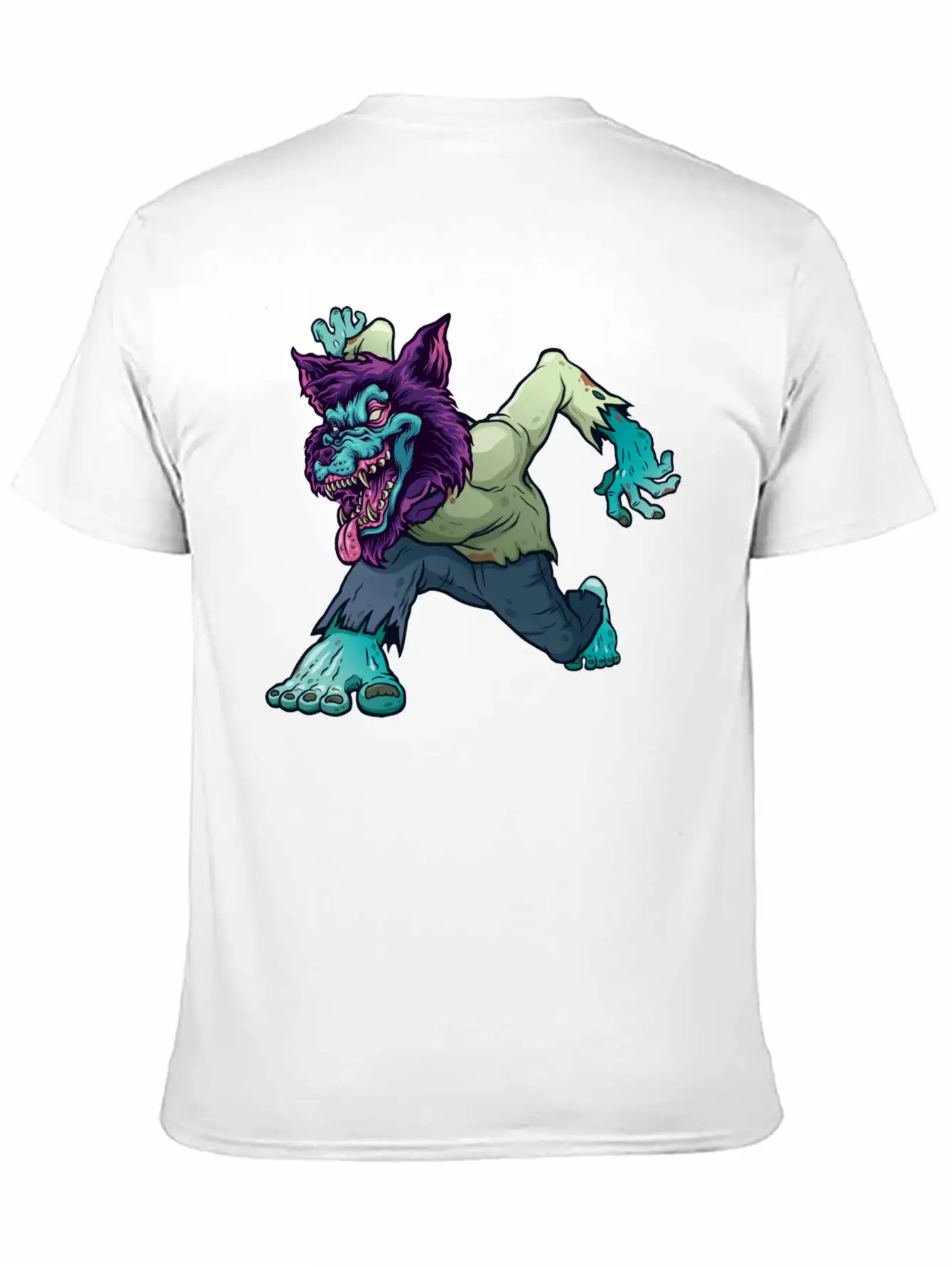 Wolf Zombie Werewolf Wild Creature Purple Monster Unisex Short Sleeve Soft Cotton T-Shirt – Casual Everyday Wear