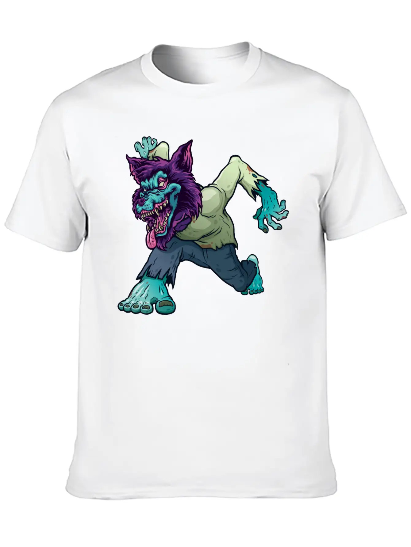 Wolf Zombie Werewolf Wild Creature Purple Monster Unisex Short Sleeve Soft Cotton T-Shirt – Casual Everyday Wear