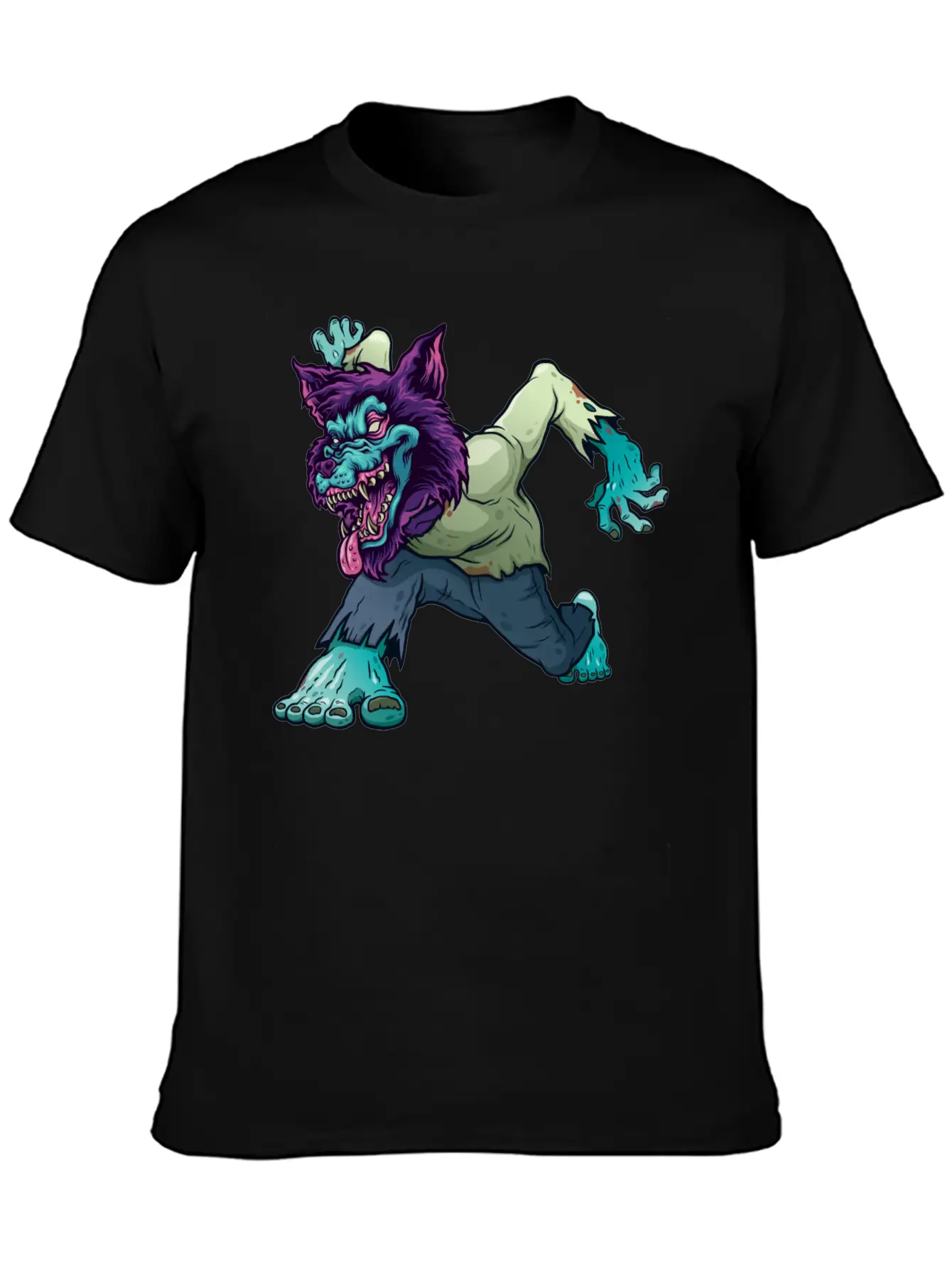 Wolf Zombie Werewolf Wild Creature Purple Monster Unisex Short Sleeve Soft Cotton T-Shirt – Casual Everyday Wear