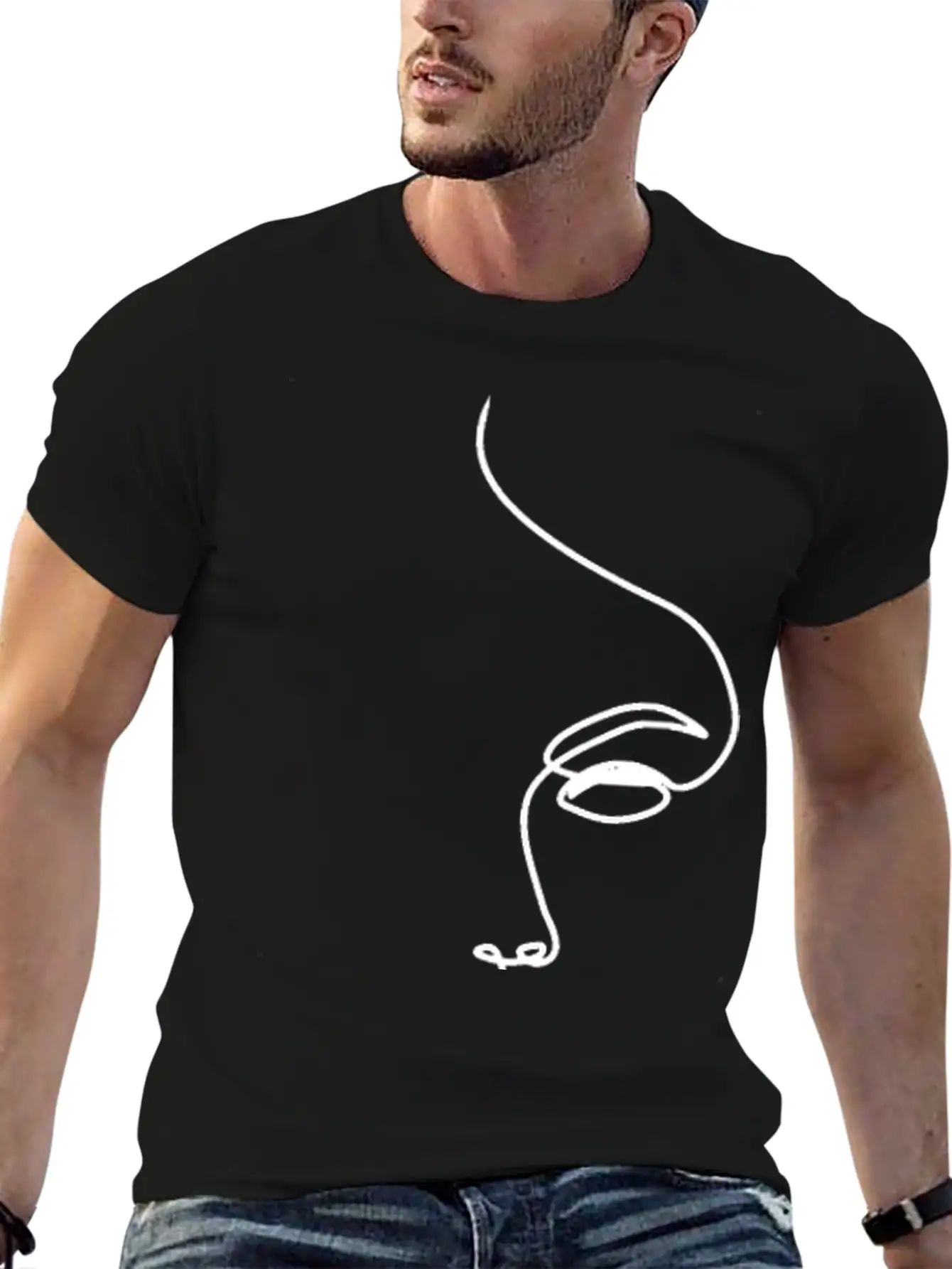 Woman Face Line Art Unisex Short Sleeve Soft Cotton T-Shirt – Casual Everyday Wear