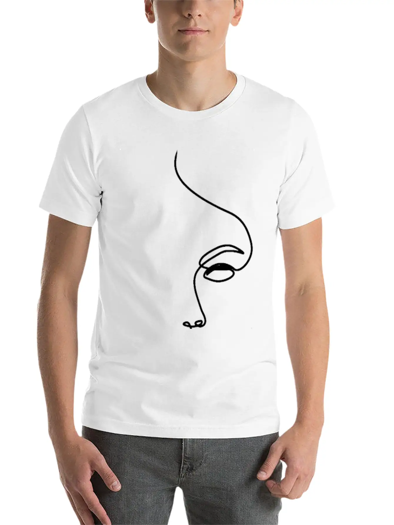 Woman Face Line Art Unisex Short Sleeve Soft Cotton T-Shirt – Casual Everyday Wear