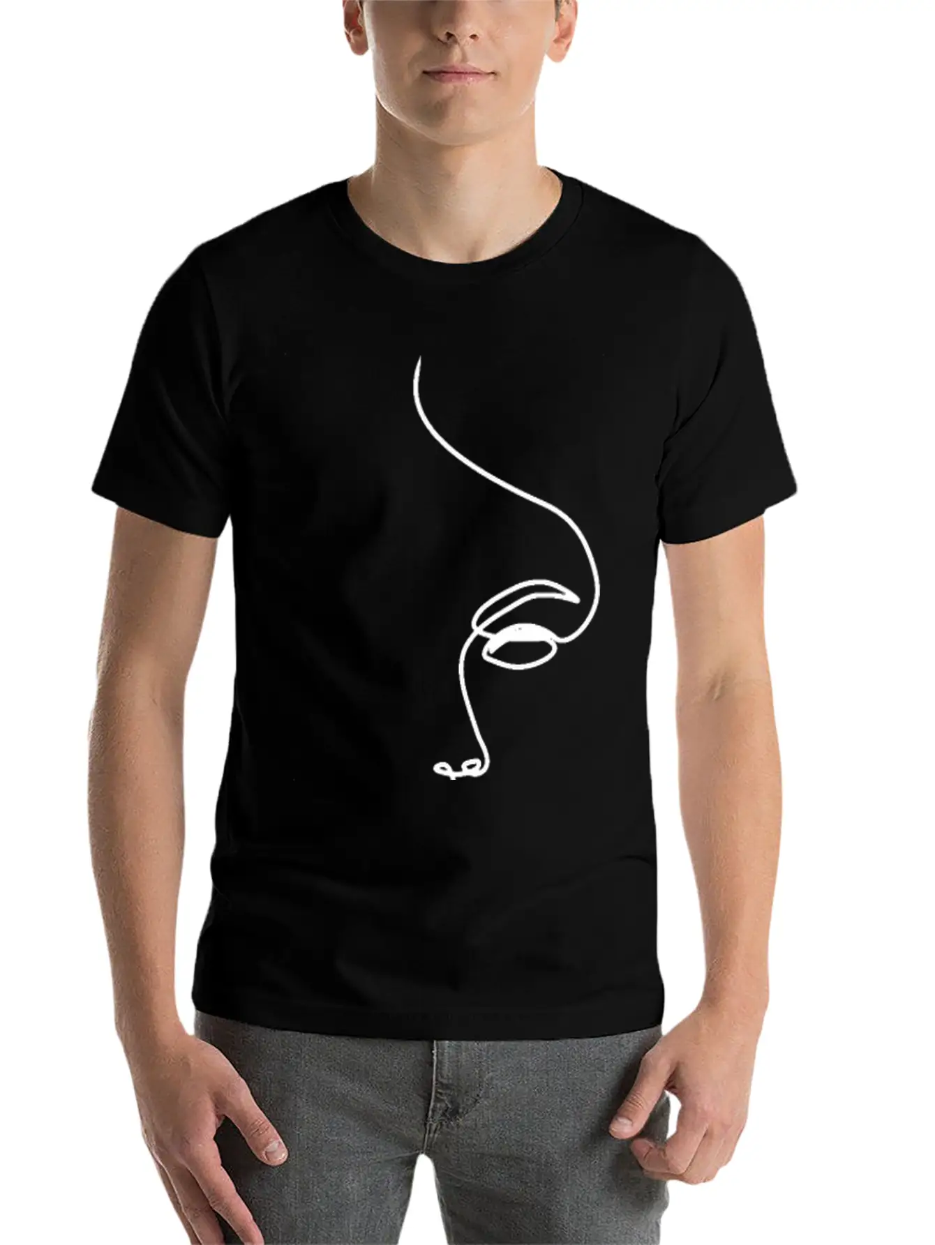 Woman Face Line Art Unisex Short Sleeve Soft Cotton T-Shirt – Casual Everyday Wear