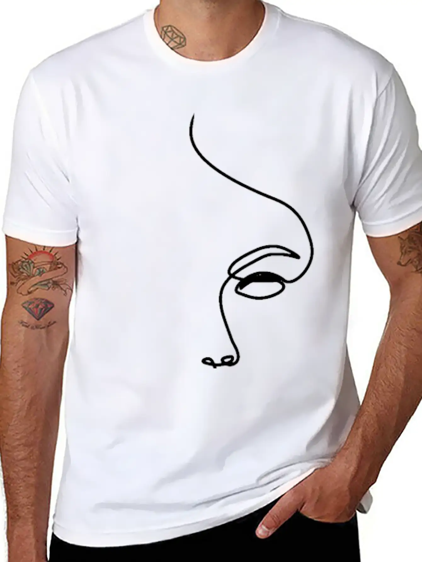 Woman Face Line Art Unisex Short Sleeve Soft Cotton T-Shirt – Casual Everyday Wear