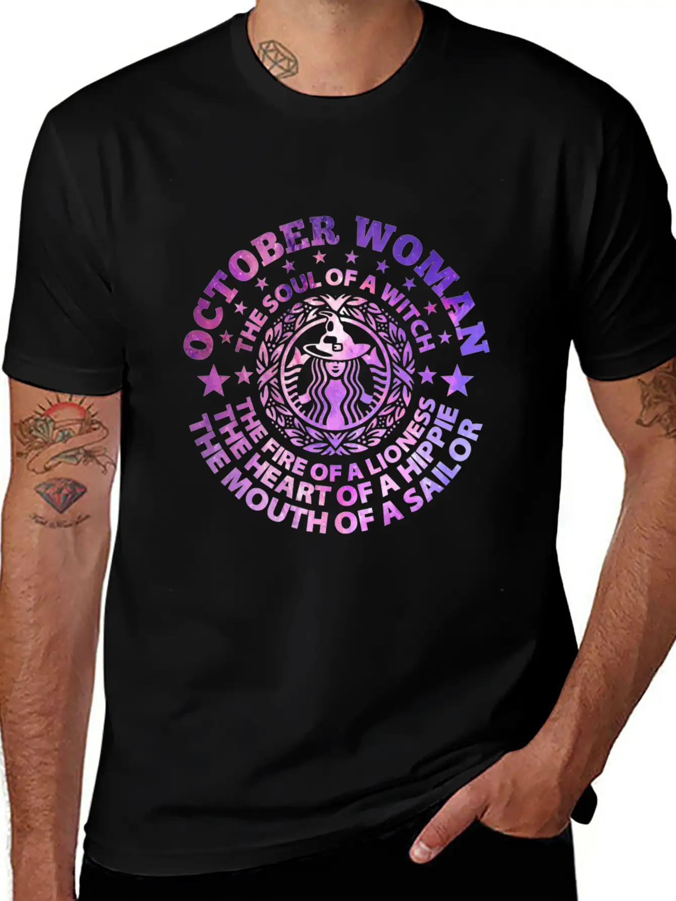 Woman The Soul Of A Witch T-Shirt Basic Graphic T-Shirt – Daily Comfort In Soft Cotton