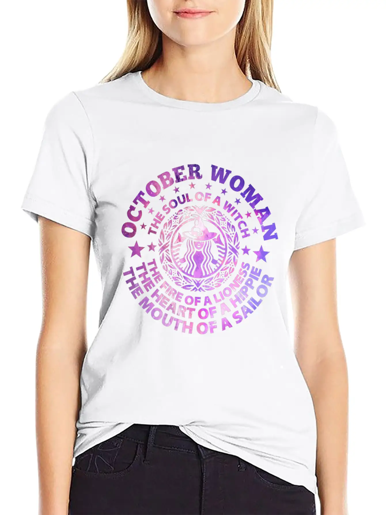 Woman The Soul Of A Witch T-Shirt Basic Graphic T-Shirt – Daily Comfort In Soft Cotton
