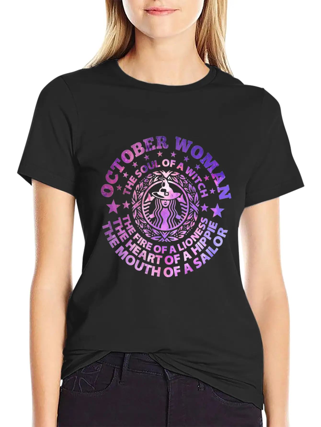 Woman The Soul Of A Witch T-Shirt Basic Graphic T-Shirt – Daily Comfort In Soft Cotton