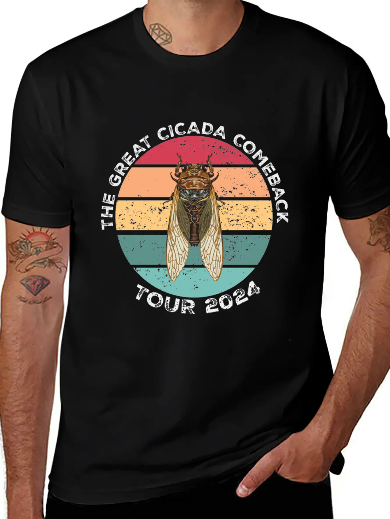 Womens Great Cicada Comeback Tour 2024 Insect Inva Basic Graphic T-Shirt – Daily Comfort In Soft Cotton