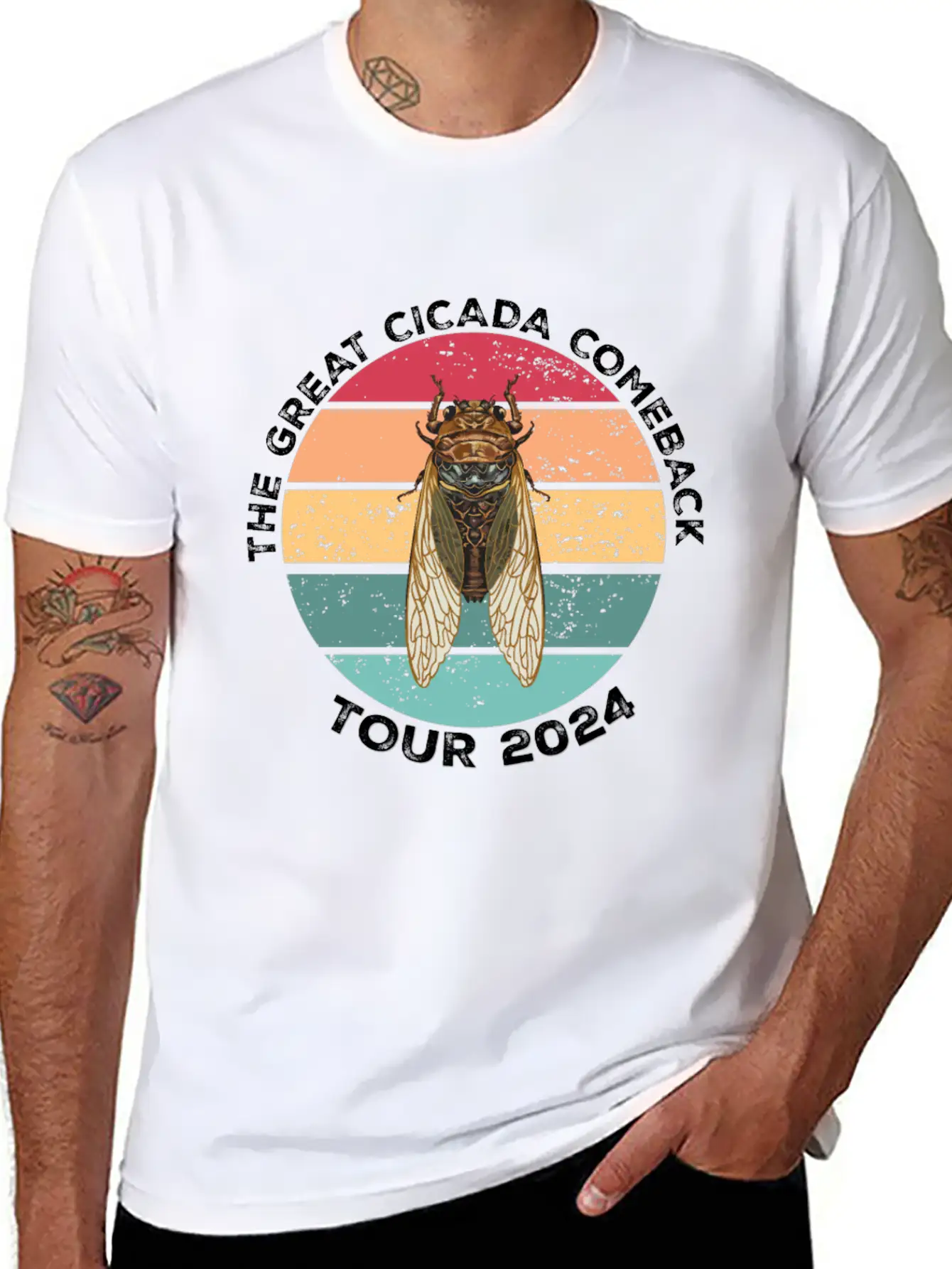 Womens Great Cicada Comeback Tour 2024 Insect Inva Basic Graphic T-Shirt – Daily Comfort In Soft Cotton