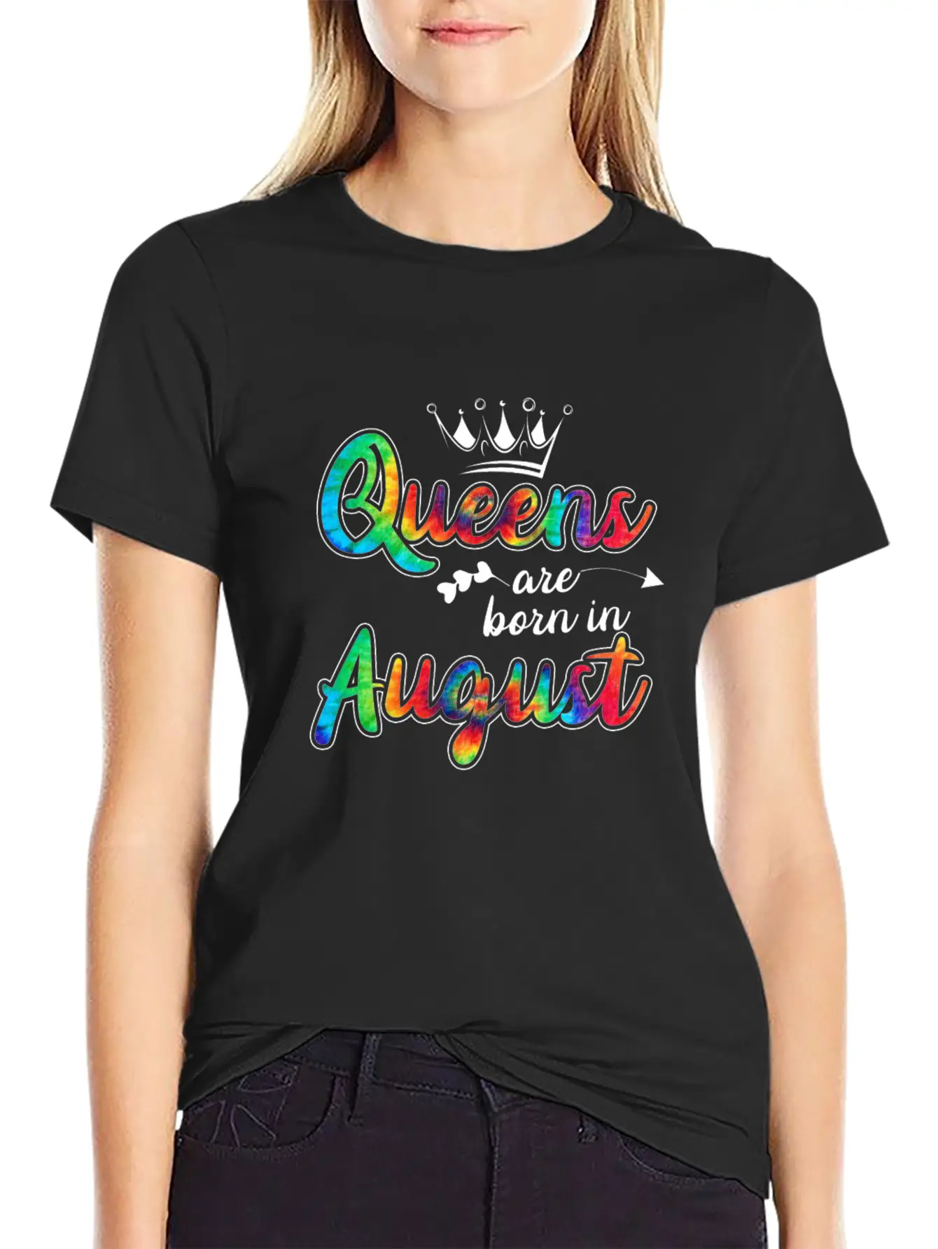 Womens Queens Are Born In August Tie Dye Birthday Unisex Casual T-Shirt – Clean Design For Daily Comfort