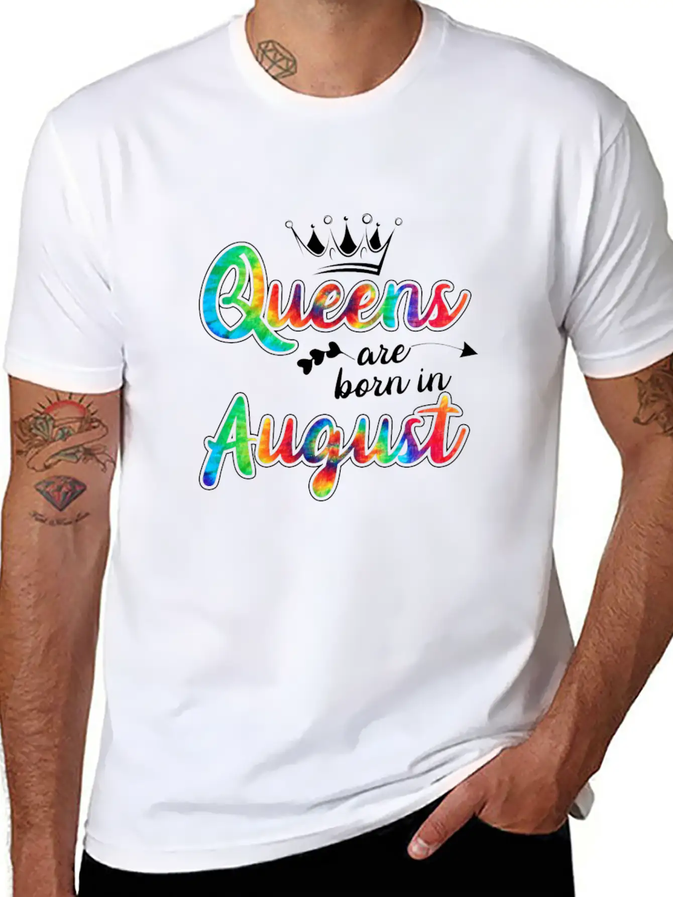 Womens Queens Are Born In August Tie Dye Birthday Unisex Casual T-Shirt – Clean Design For Daily Comfort