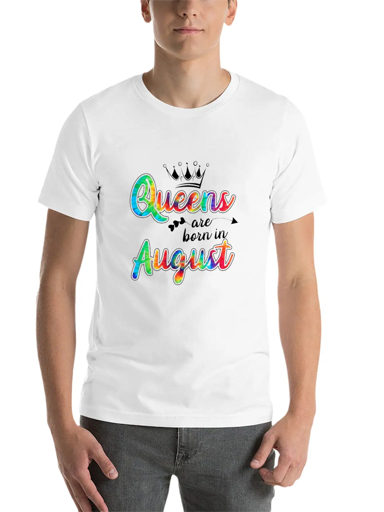 Womens Queens Are Born In August Tie Dye Birthday Unisex Casual T-Shirt – Clean Design For Daily Comfort