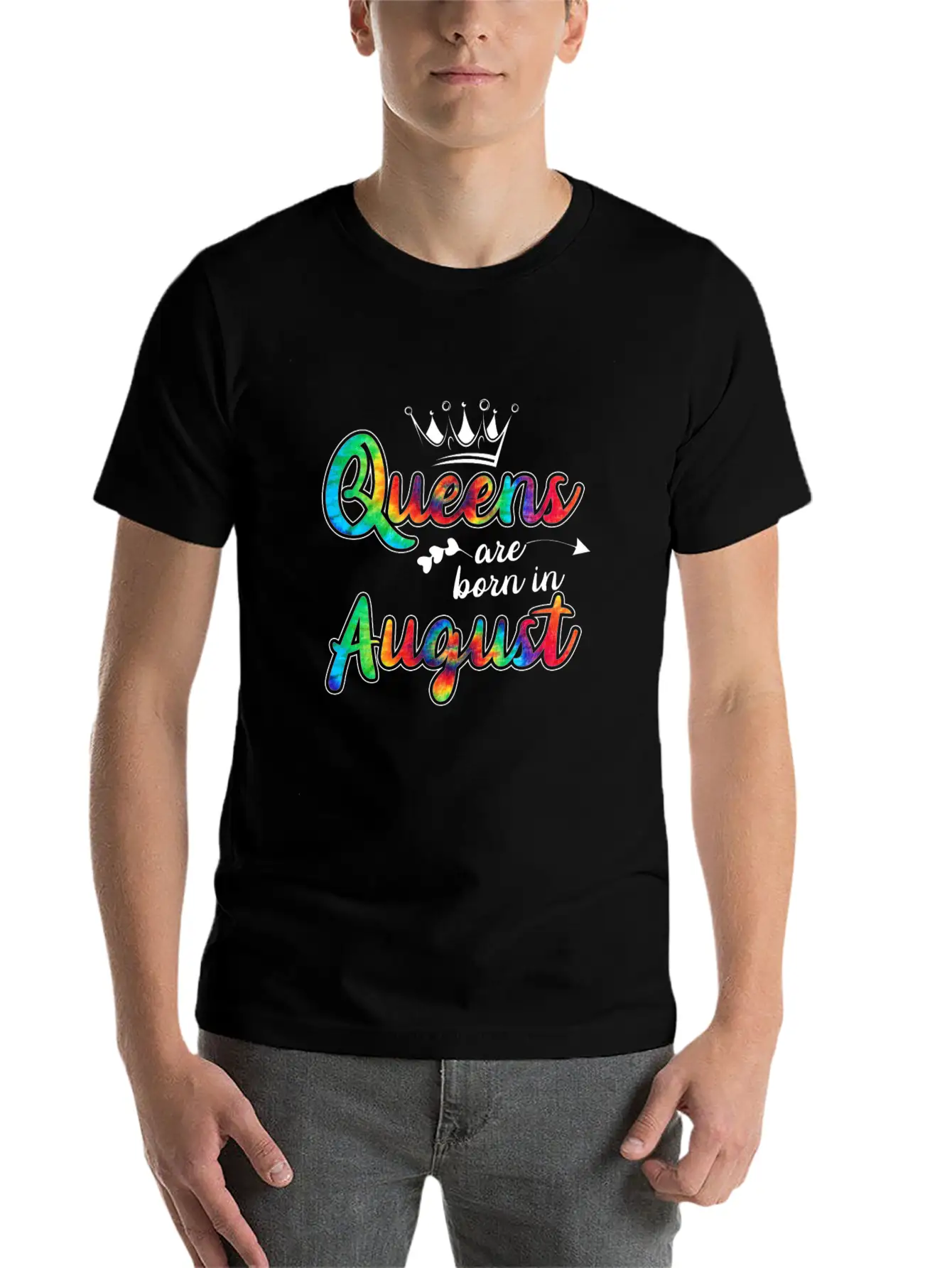 Womens Queens Are Born In August Tie Dye Birthday Unisex Casual T-Shirt – Clean Design For Daily Comfort