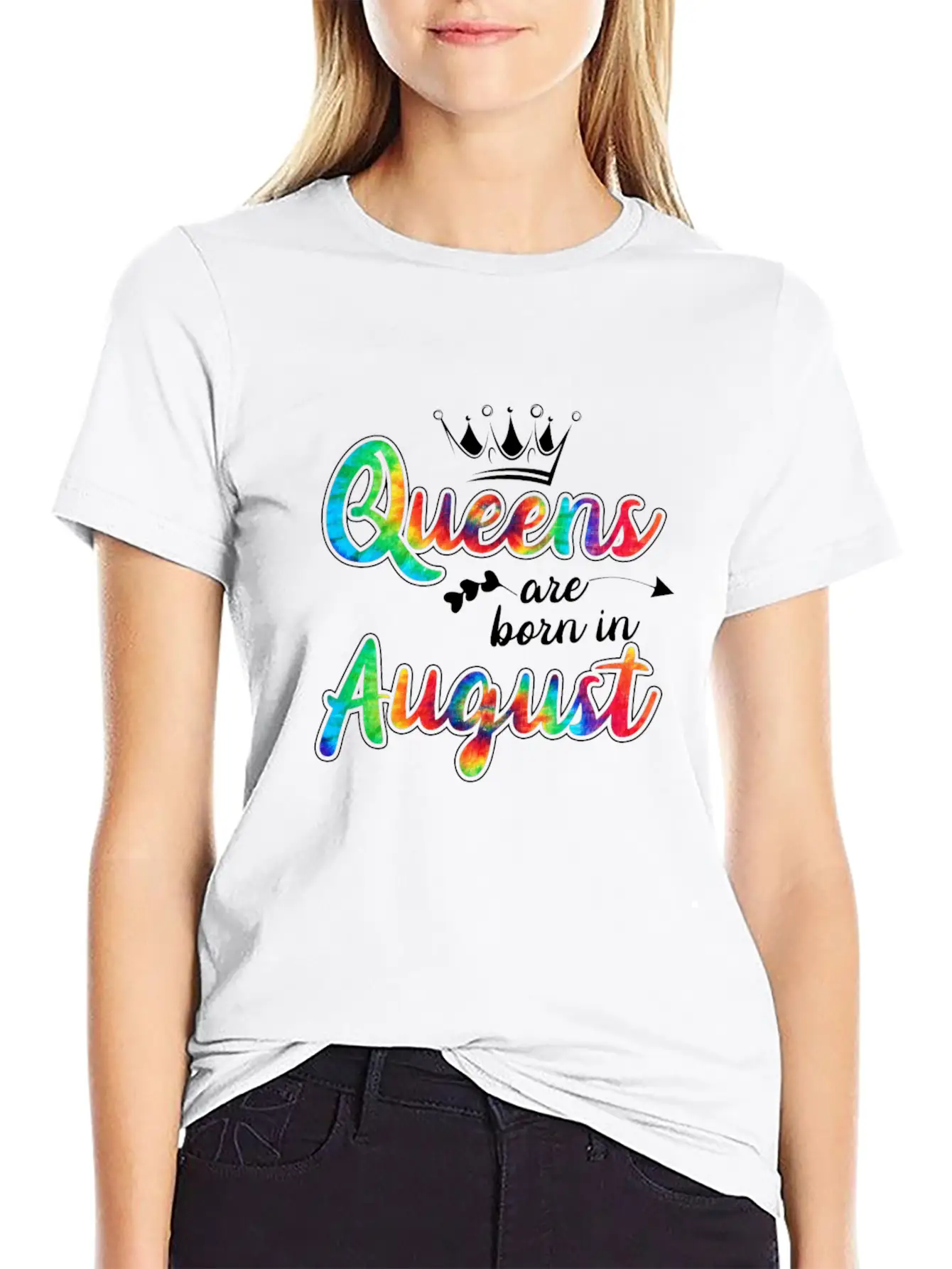 Womens Queens Are Born In August Tie Dye Birthday Unisex Casual T-Shirt – Clean Design For Daily Comfort