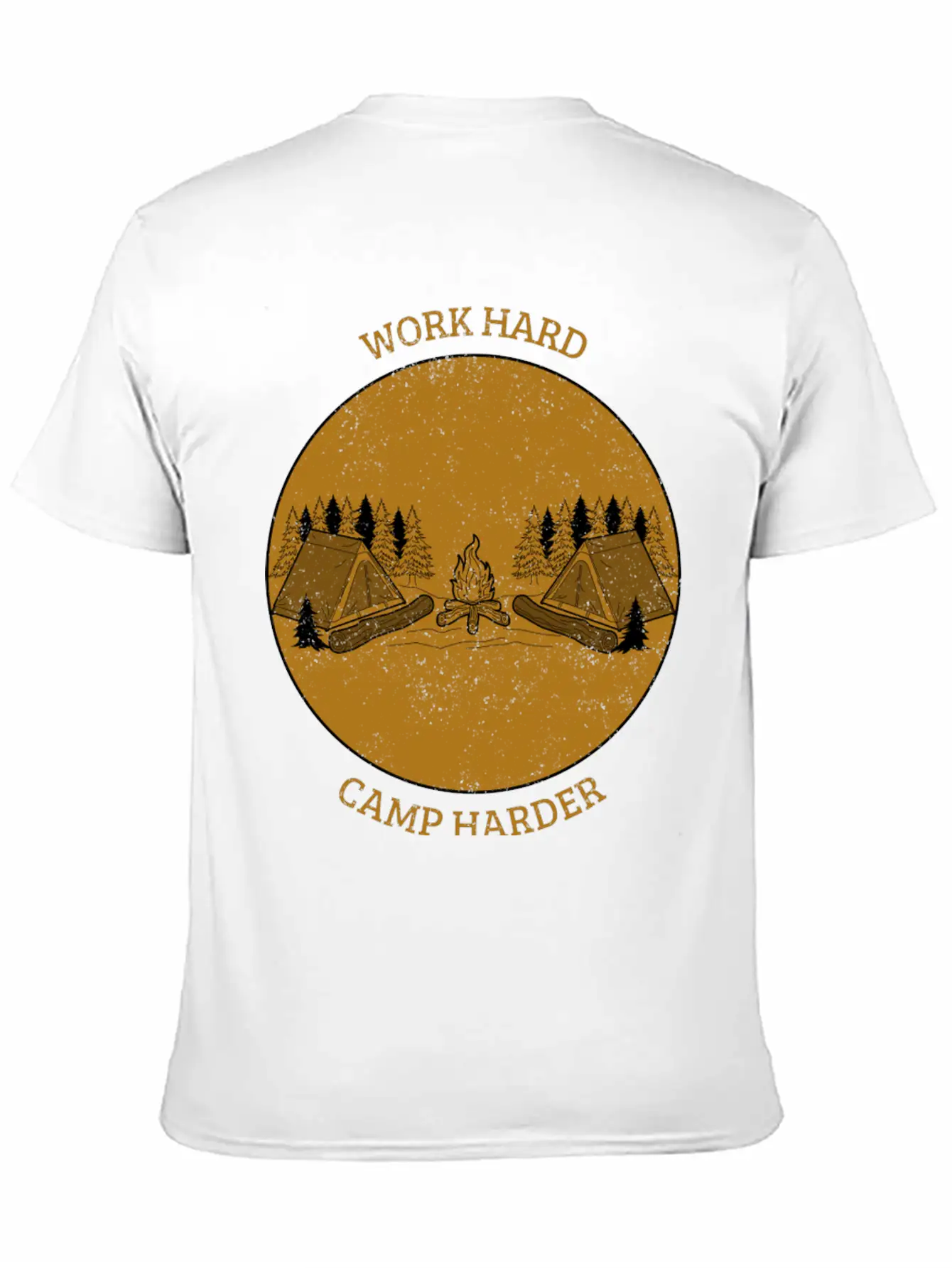 Work Hard Camp Harder Camping Unisex Short Sleeve Soft Cotton T-Shirt – Casual Everyday Wear