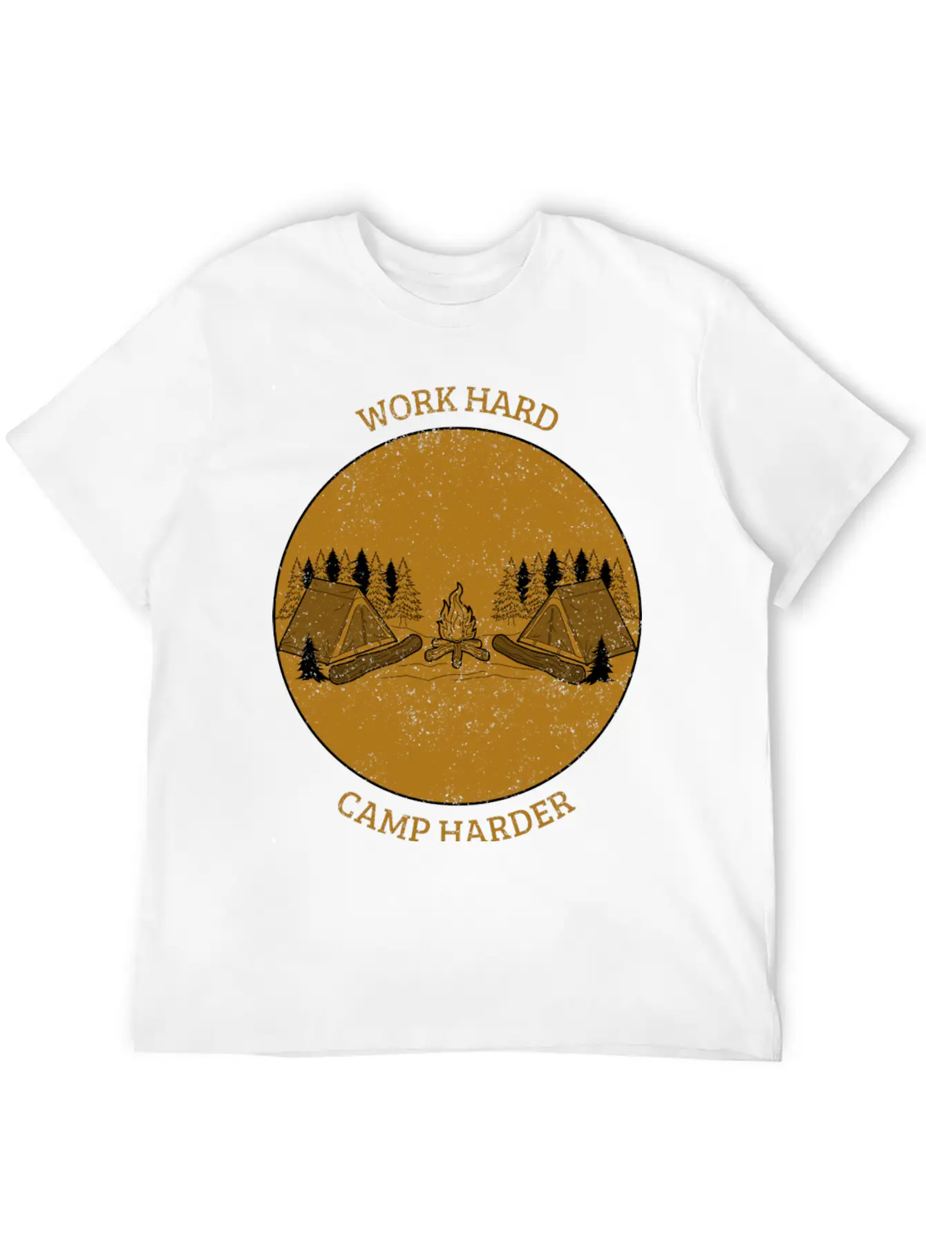 Work Hard Camp Harder Camping Unisex Short Sleeve Soft Cotton T-Shirt – Casual Everyday Wear