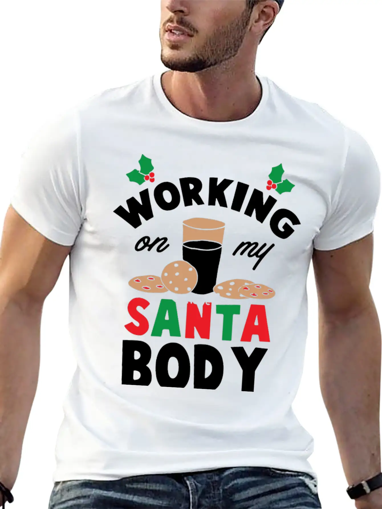 Working On My Santa Body Unisex Short Sleeve Soft Cotton T-Shirt – Casual Everyday Wear