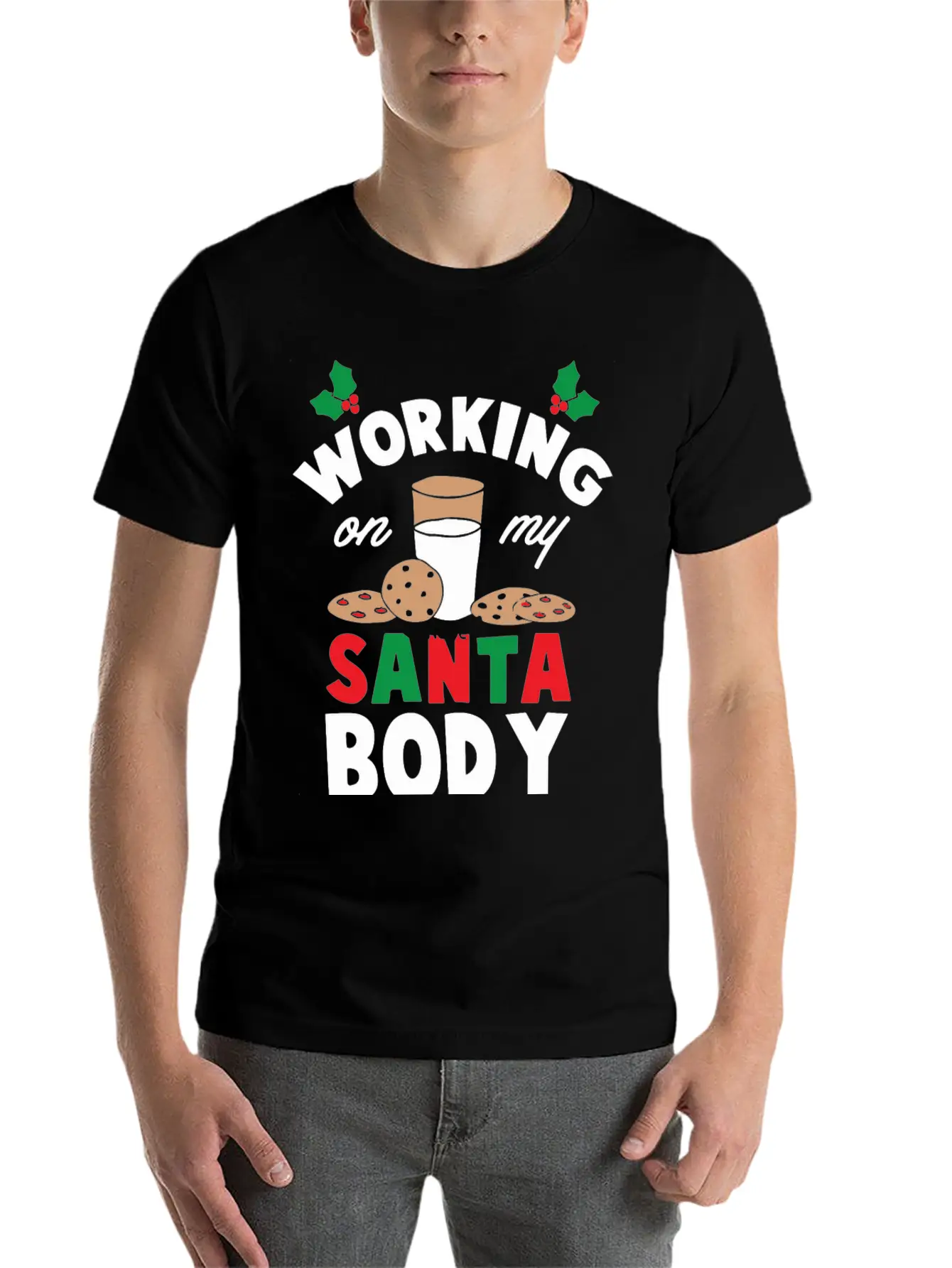 Working On My Santa Body Unisex Short Sleeve Soft Cotton T-Shirt – Casual Everyday Wear