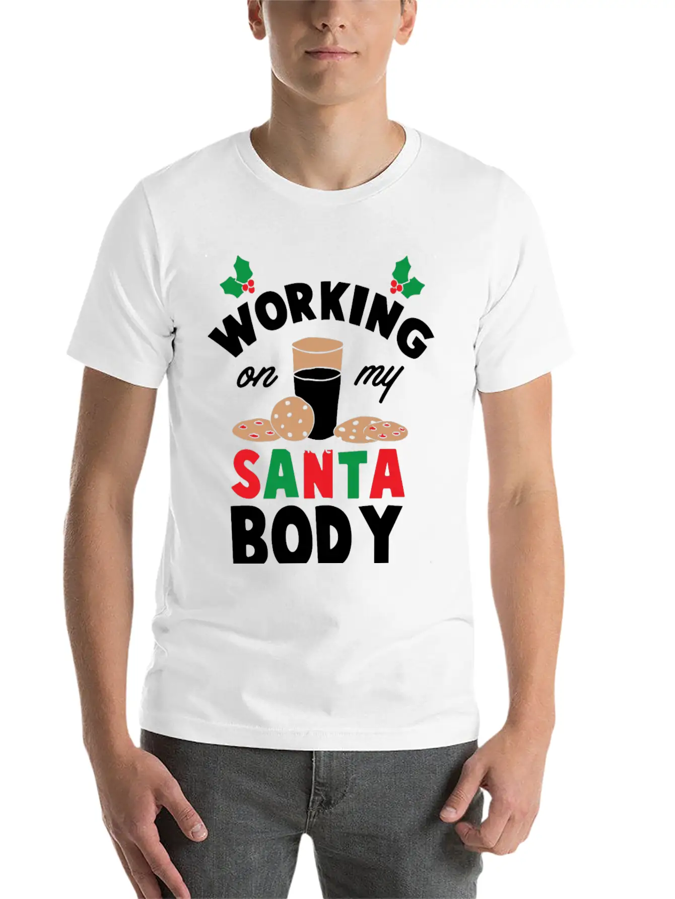 Working On My Santa Body Unisex Short Sleeve Soft Cotton T-Shirt – Casual Everyday Wear
