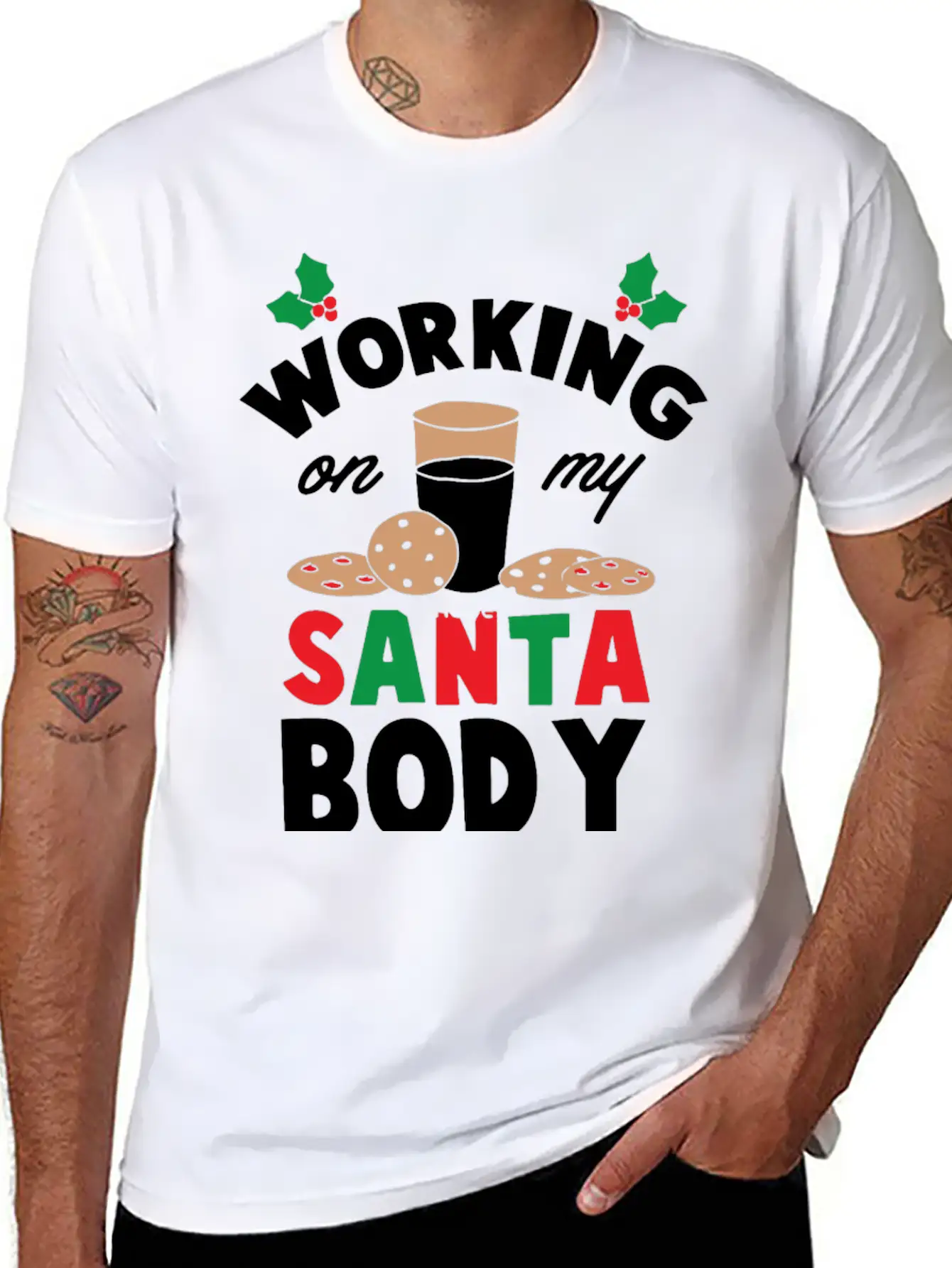 Working On My Santa Body Unisex Short Sleeve Soft Cotton T-Shirt – Casual Everyday Wear