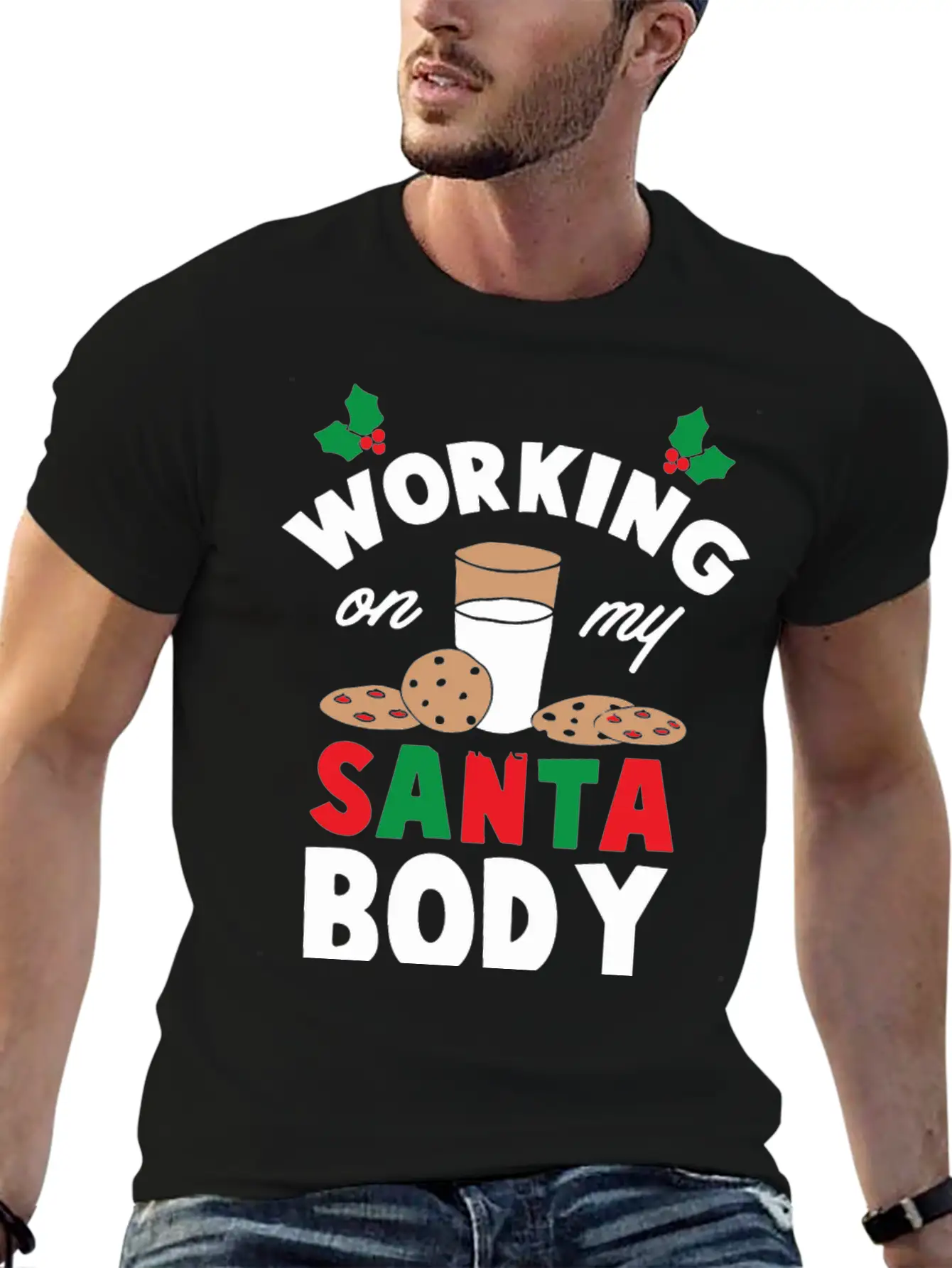 Working On My Santa Body Unisex Short Sleeve Soft Cotton T-Shirt – Casual Everyday Wear