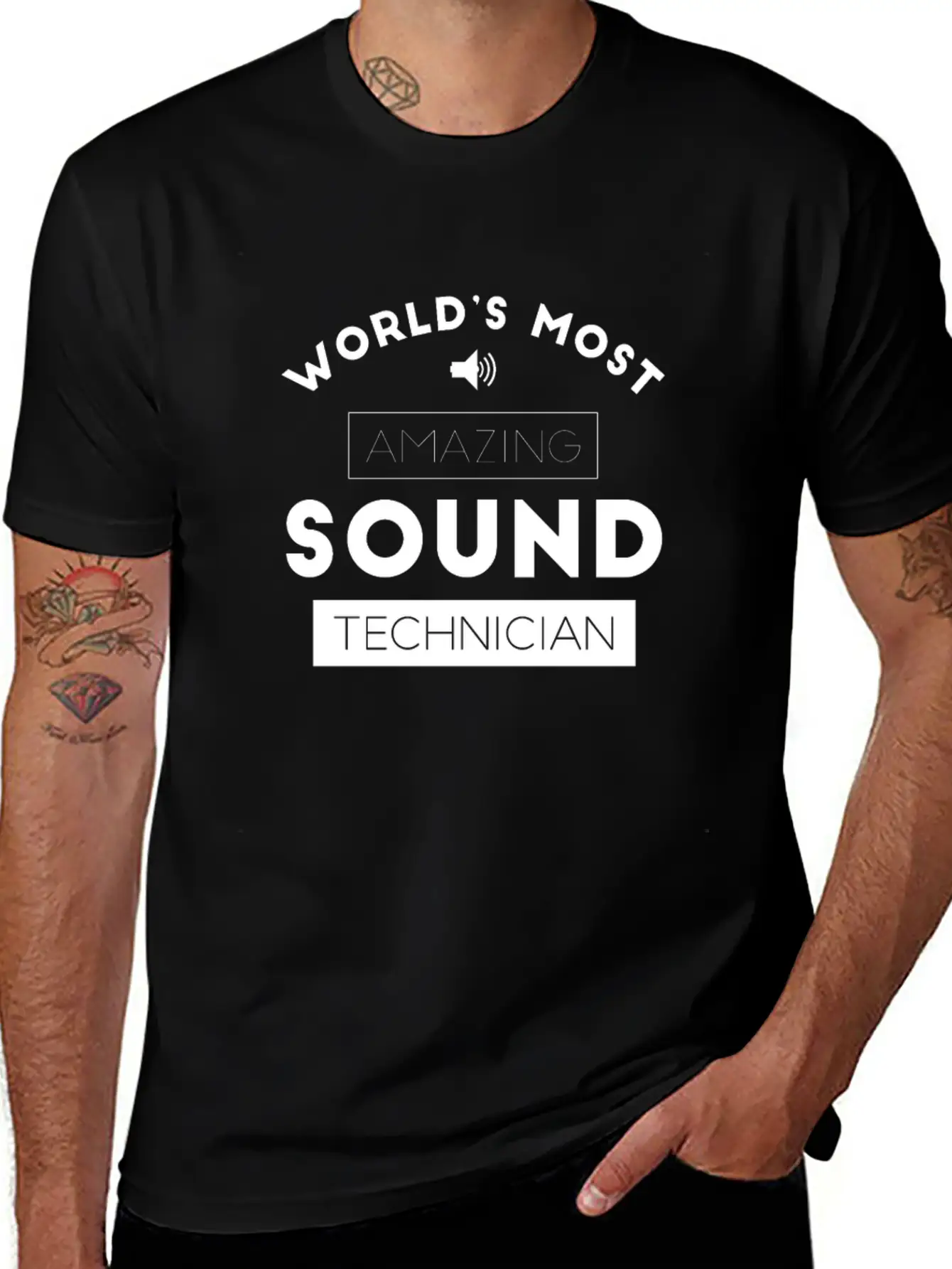 Worlds Most Amazing Sound Technician Audio Stylish Everyday T-Shirt – Unisex Basic Cotton Tee