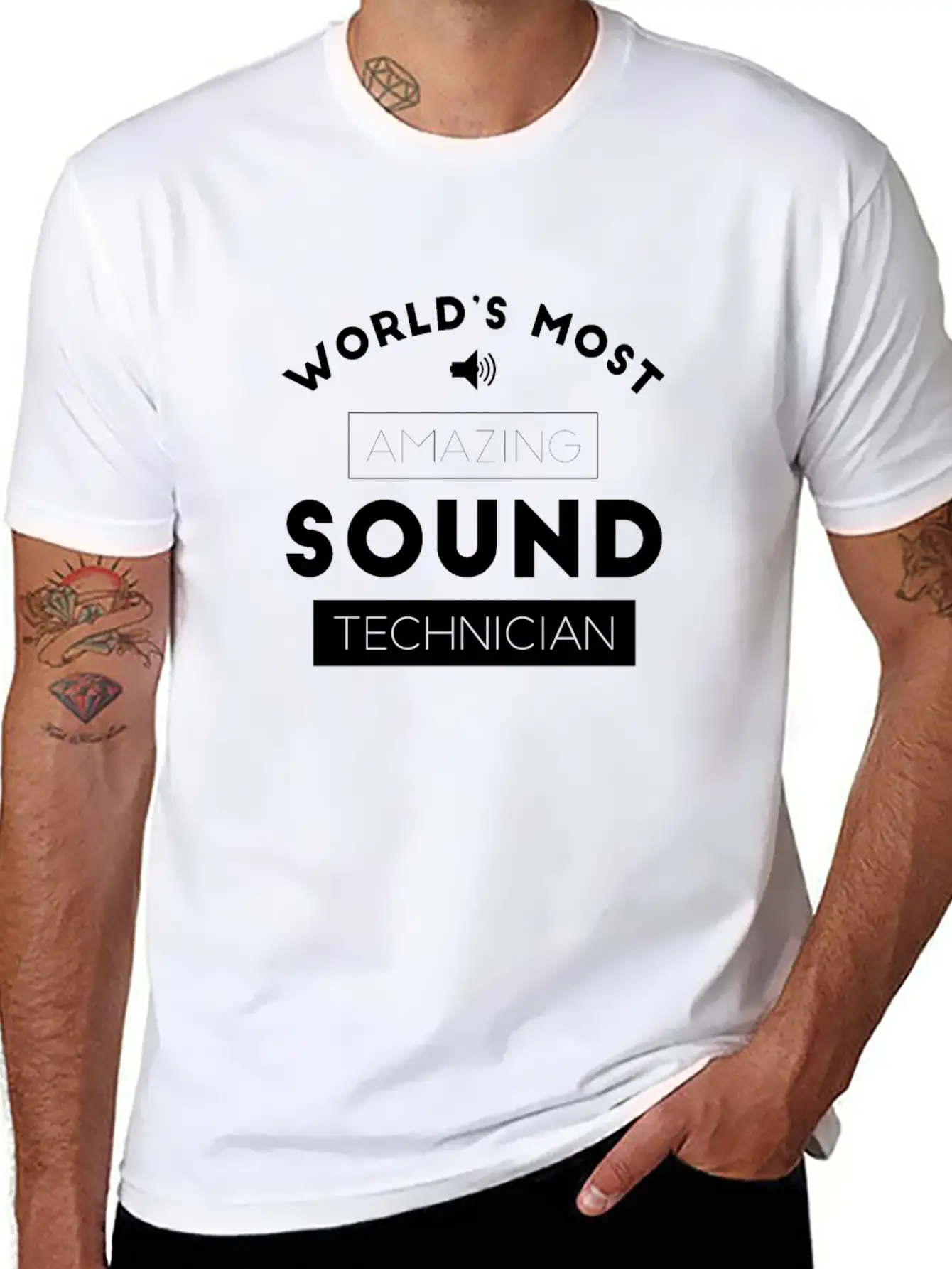 Worlds Most Amazing Sound Technician Audio Stylish Everyday T-Shirt – Unisex Basic Cotton Tee
