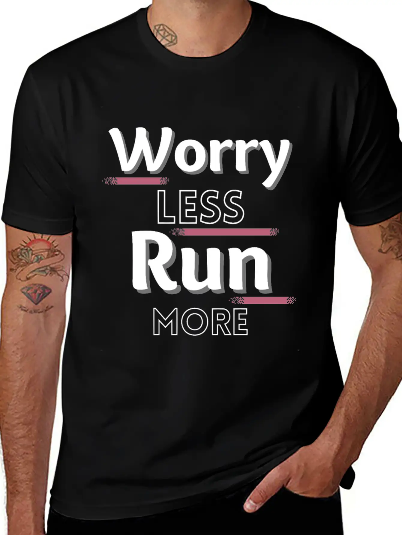 Worry Less Run More Funny Running Text Timeless Short Sleeve Tee – Comfy And Minimalist Design