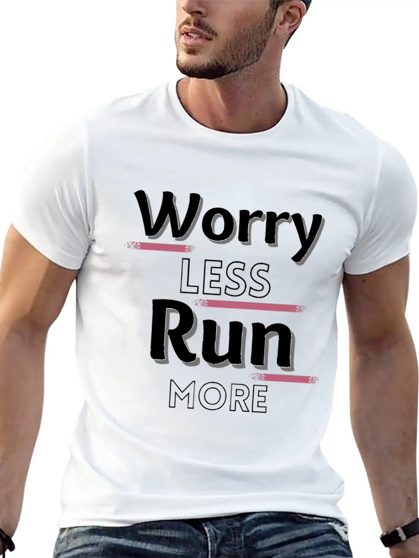 Worry Less Run More Funny Running Text Timeless Short Sleeve Tee – Comfy And Minimalist Design