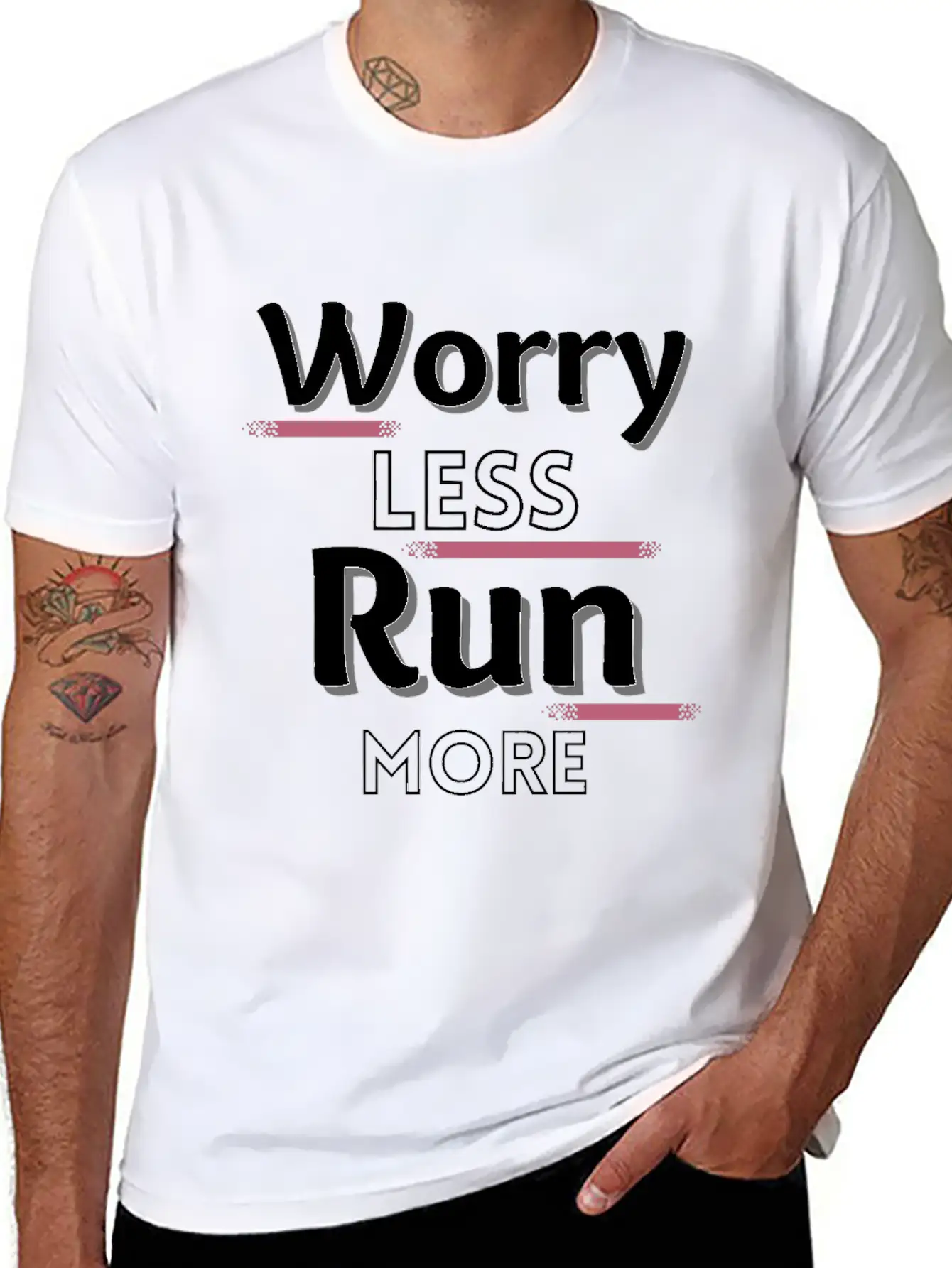 Worry Less Run More Funny Running Text Timeless Short Sleeve Tee – Comfy And Minimalist Design